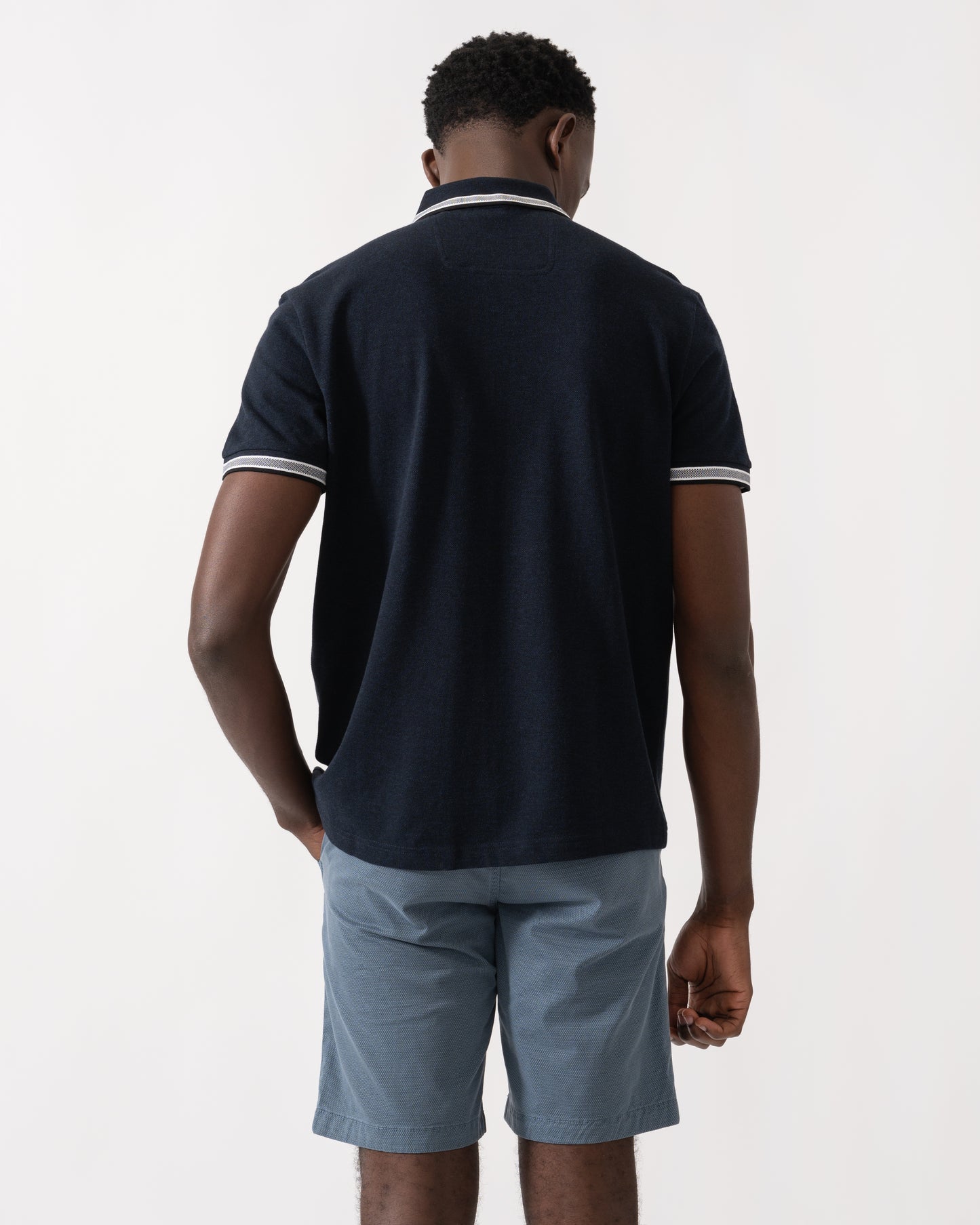 BOSS Green Paddy Mens Cotton-Piqué Polo Shirt with Contrast Logo - Navy 418