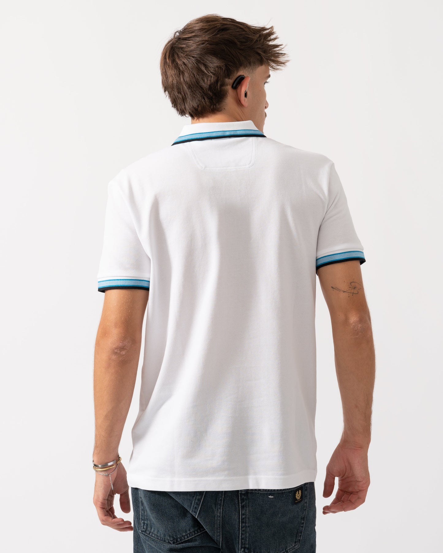 BOSS Green Paddy Mens Cotton-Piqué Polo Shirt with Contrast Logo - Open White 113