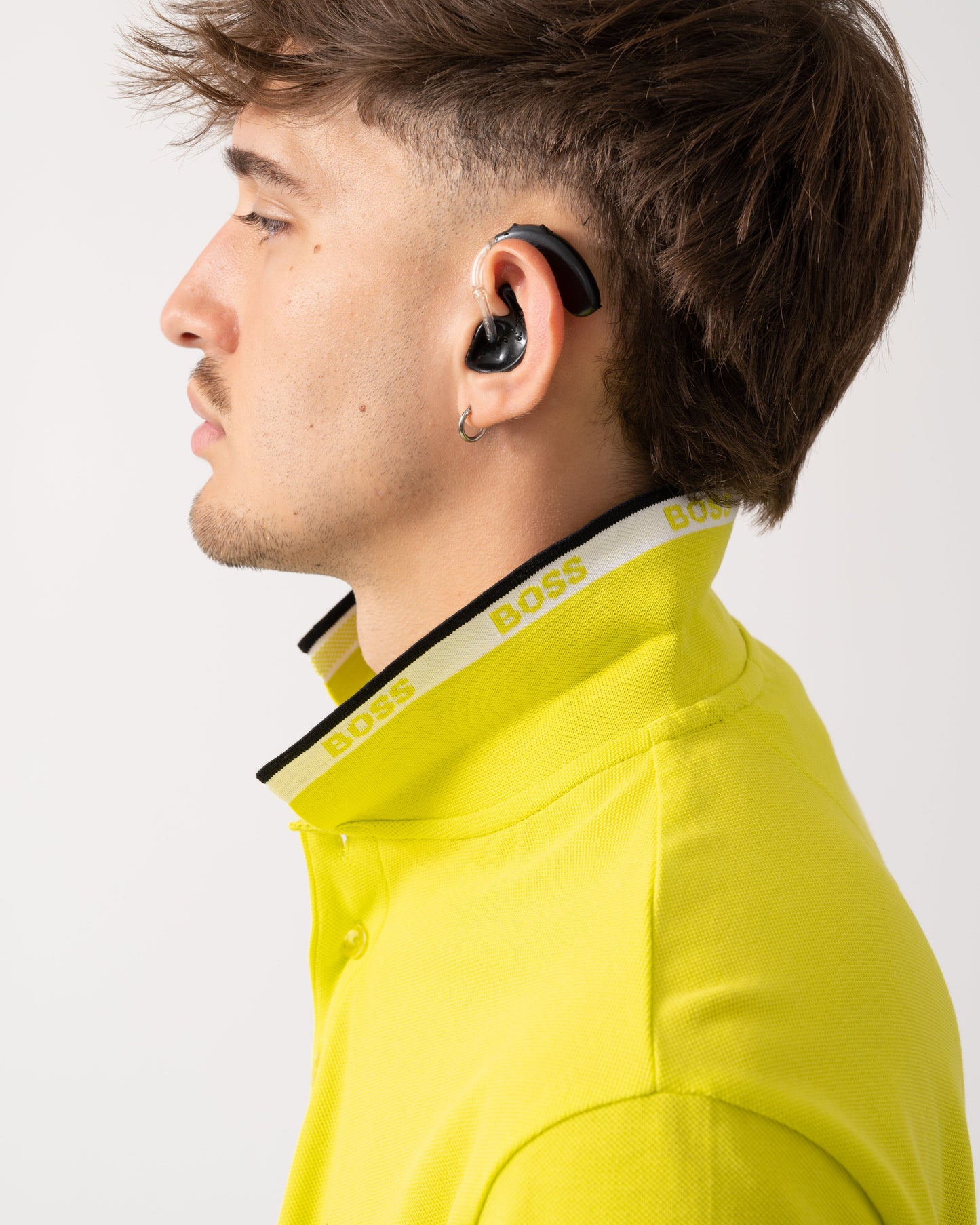 BOSS Green Paddy Mens Cotton-Piqué Polo Shirt with Contrast Logo - Bright Yellow 732