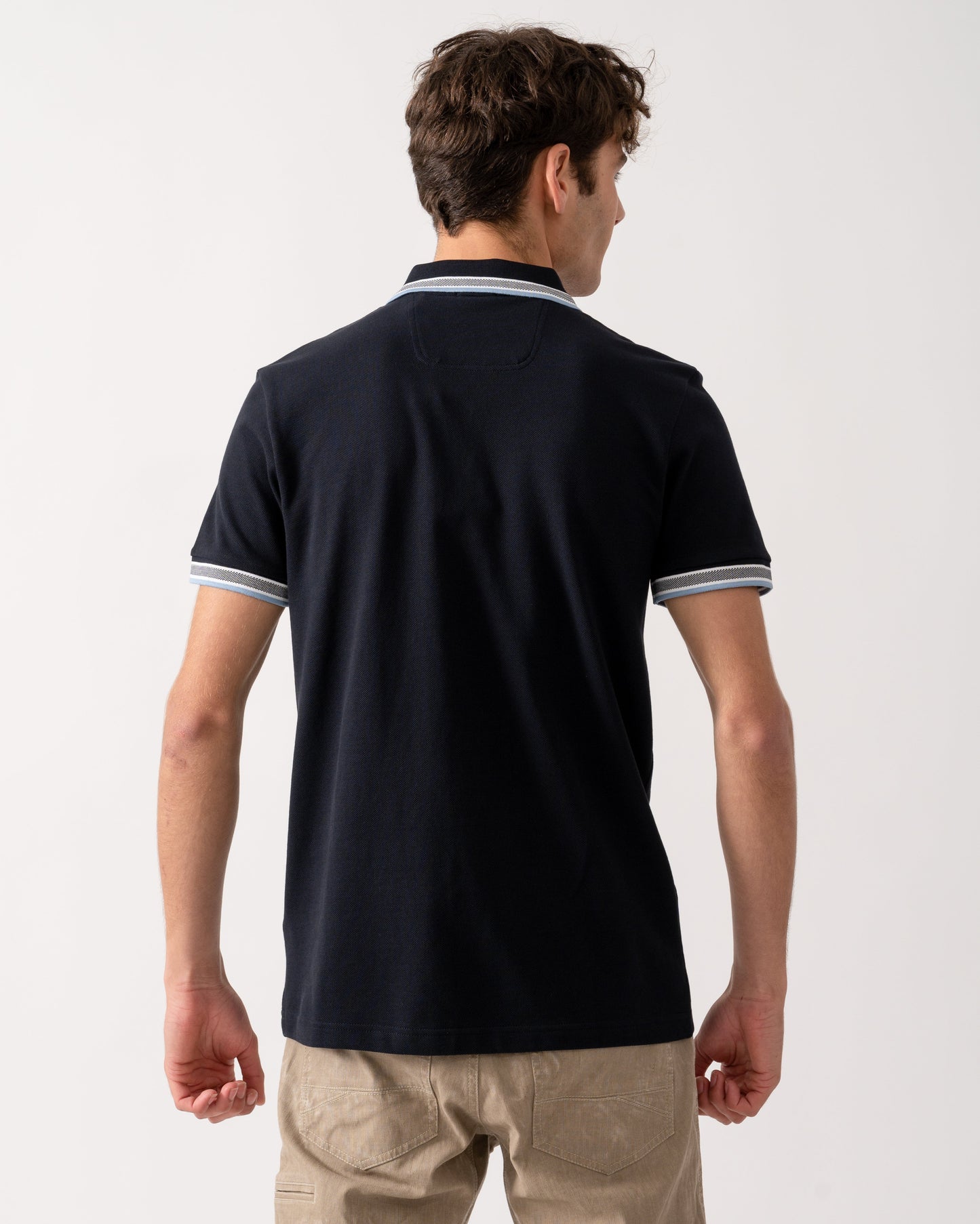 BOSS Green Paddy Mens Cotton-Piqué Polo Shirt with Contrast Logo - Dark Blue 409