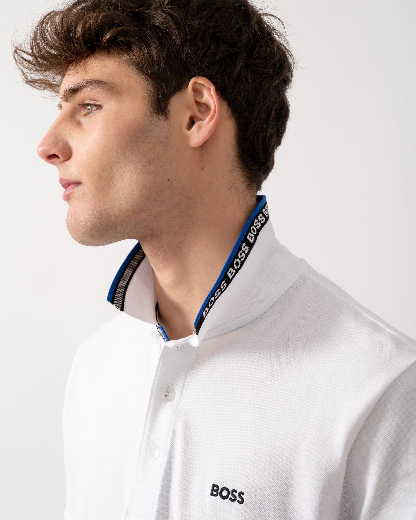 BOSS Green Paddy Mens Cotton-Piqué Polo Shirt with Contrast Logo - Natural 106