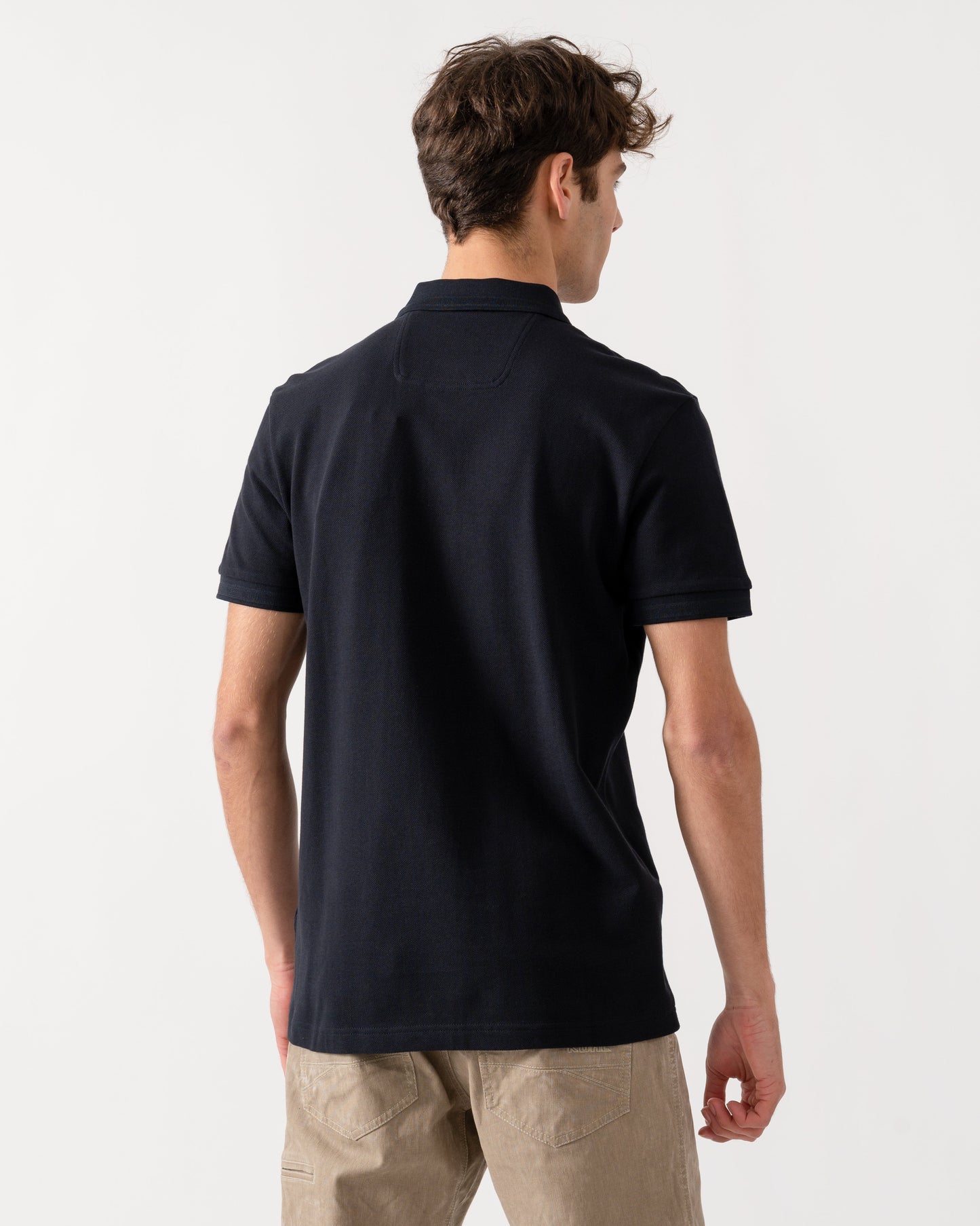 BOSS Green Paddy Mens Cotton-Piqué Polo Shirt with Contrast Logo - Navy 411