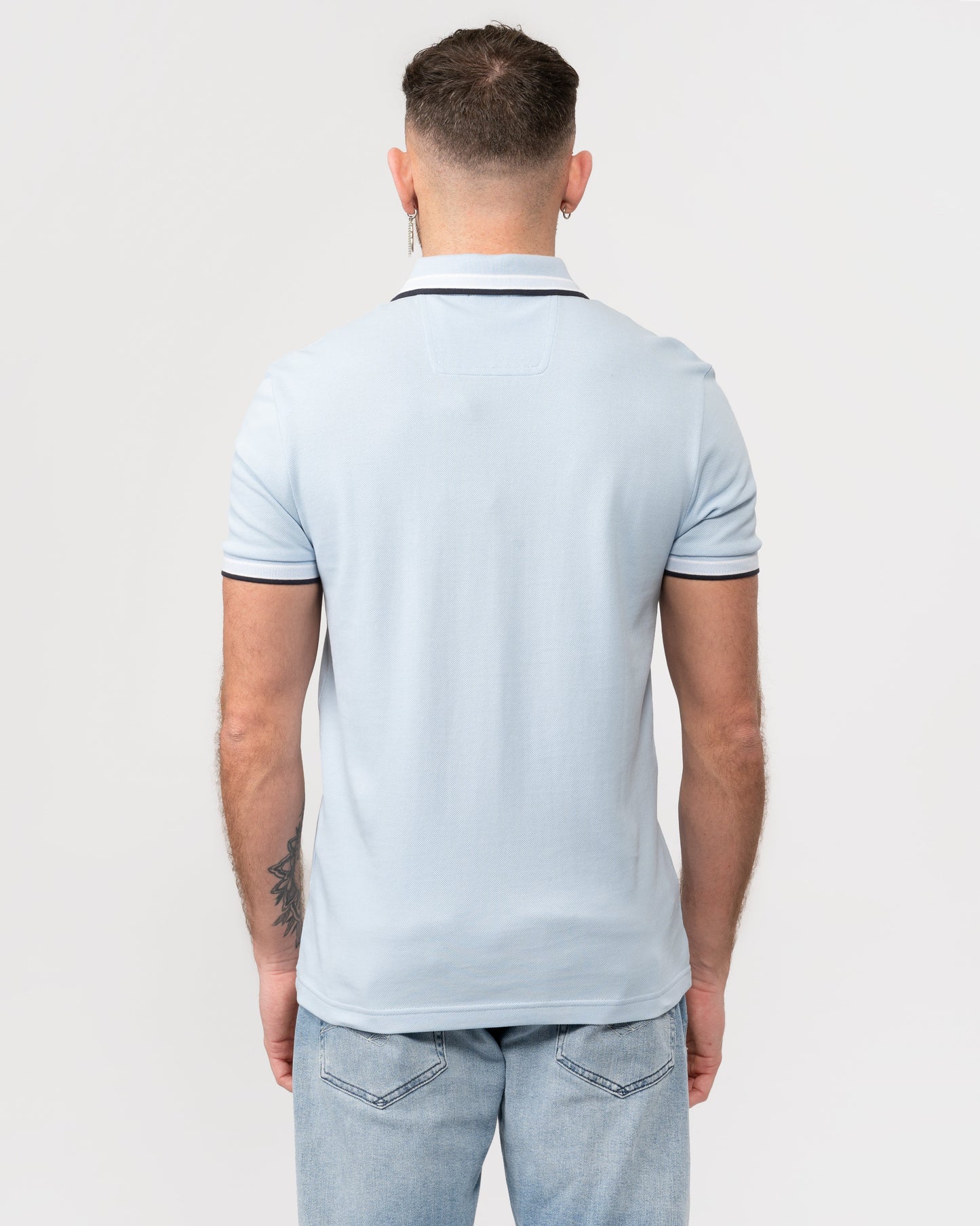 BOSS Green Paddy Mens Cotton-Piqué Polo Shirt with Contrast Logo - Bright Blue 450