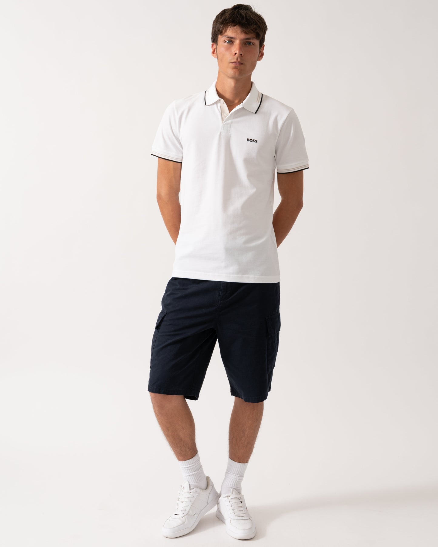 BOSS Green Paul Mens Short Sleeve Polo Shirt With Contrast Tipping - Natural 106