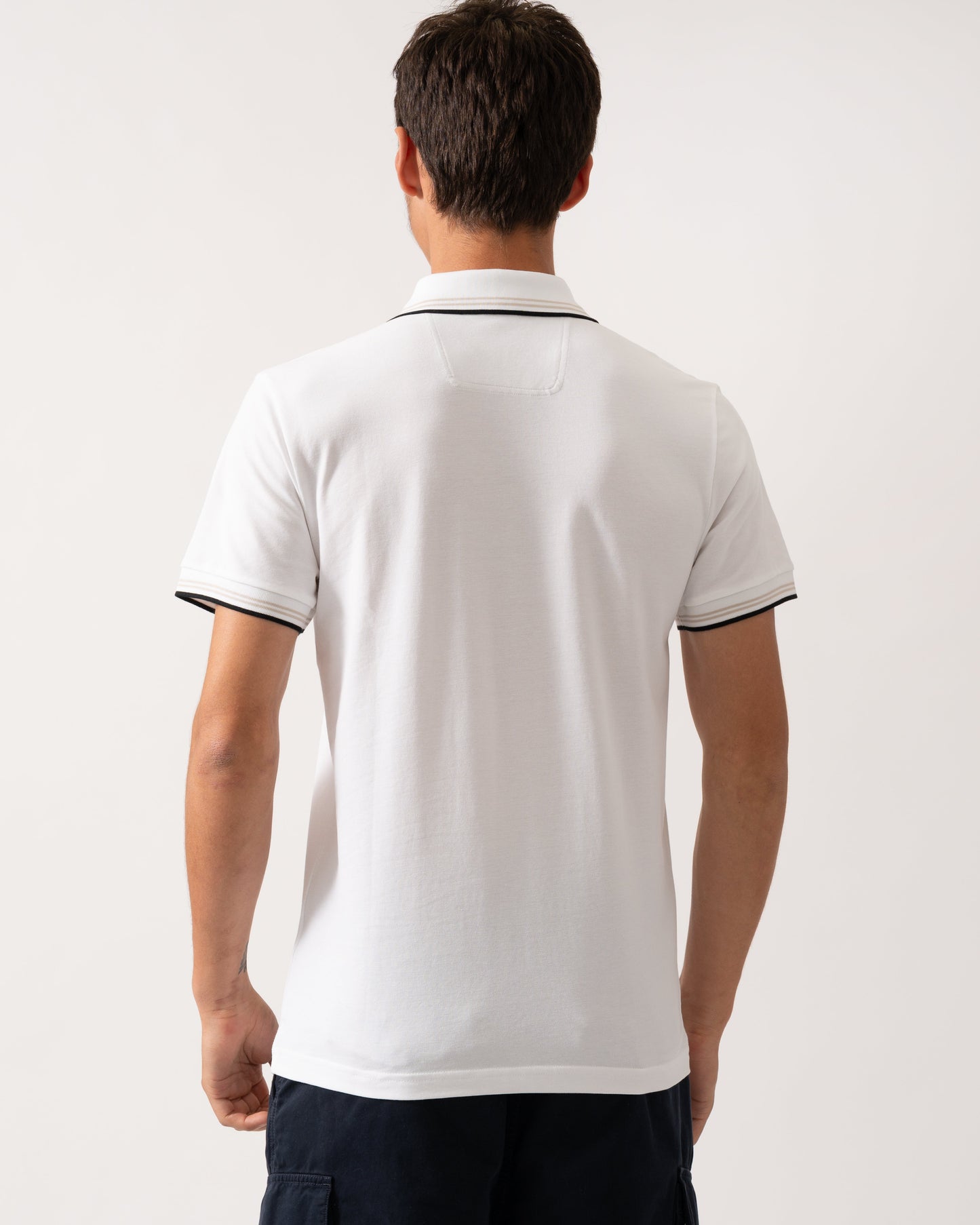 BOSS Green Paul Mens Short Sleeve Polo Shirt With Contrast Tipping - Natural 106