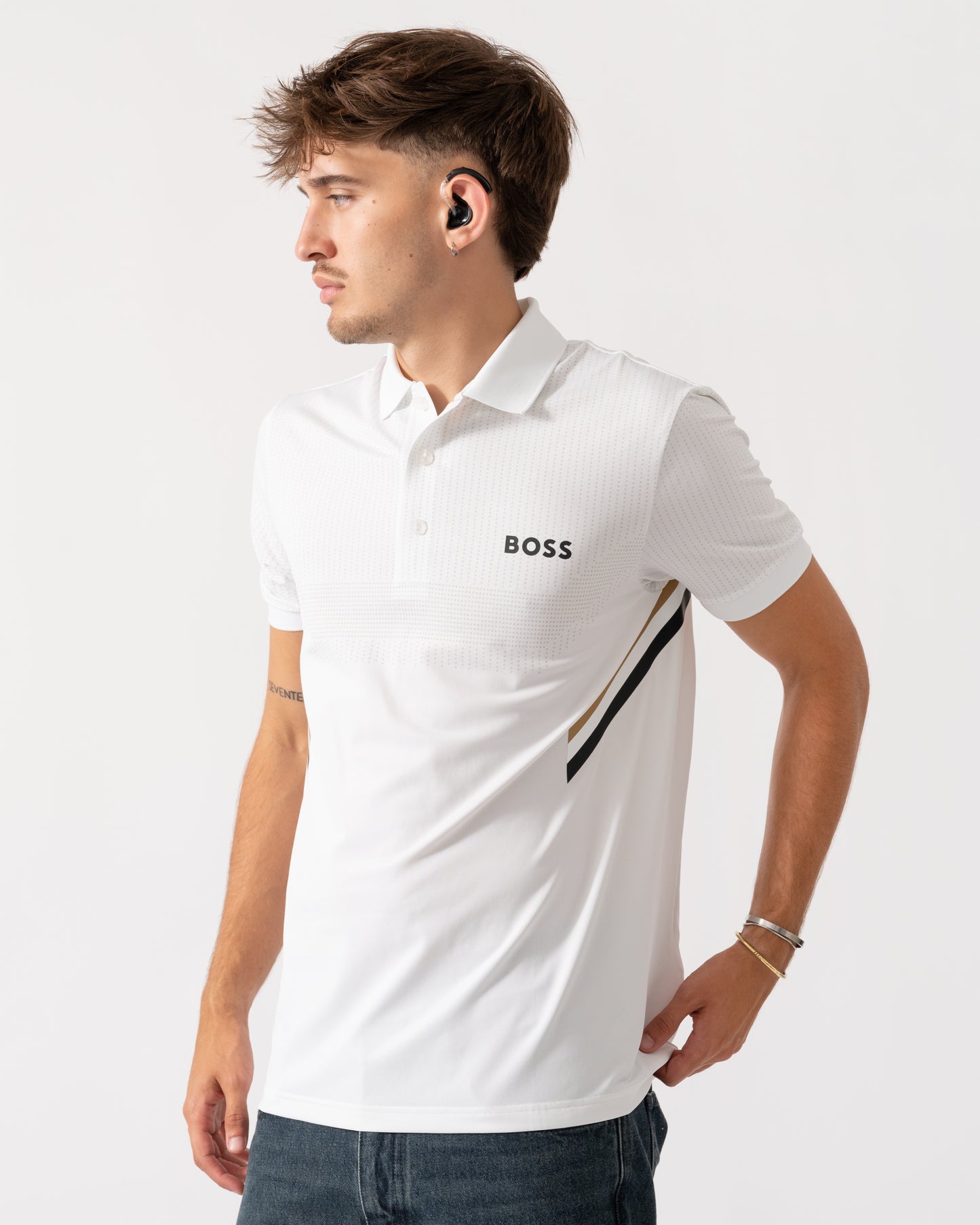 BOSS Green Paule TOC Mens Polo Shirt - White 100