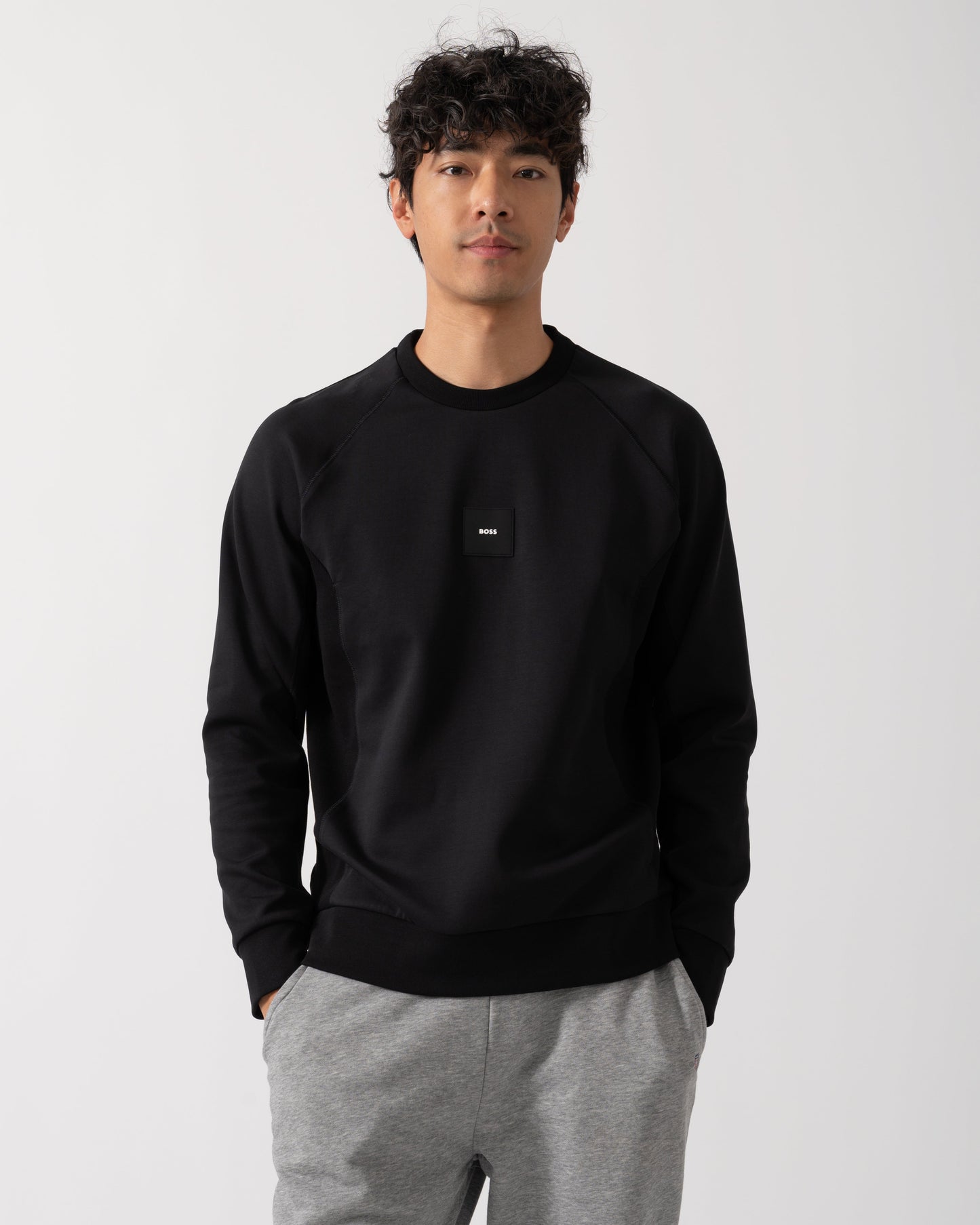 BOSS Green Salbo Rib Mens Crew Neck Sweatshirt - Black 001
