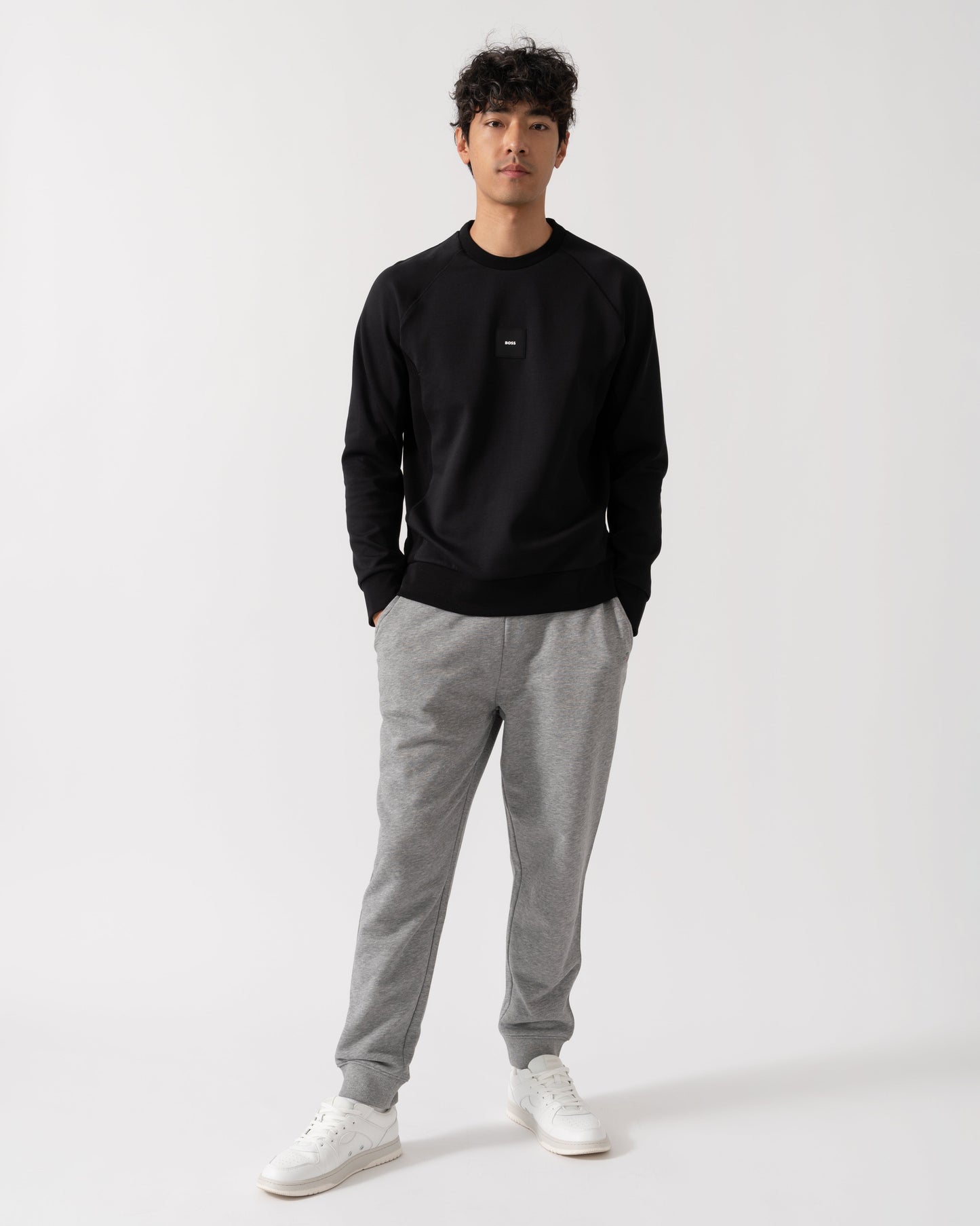 BOSS Green Salbo Rib Mens Crew Neck Sweatshirt - Black 001