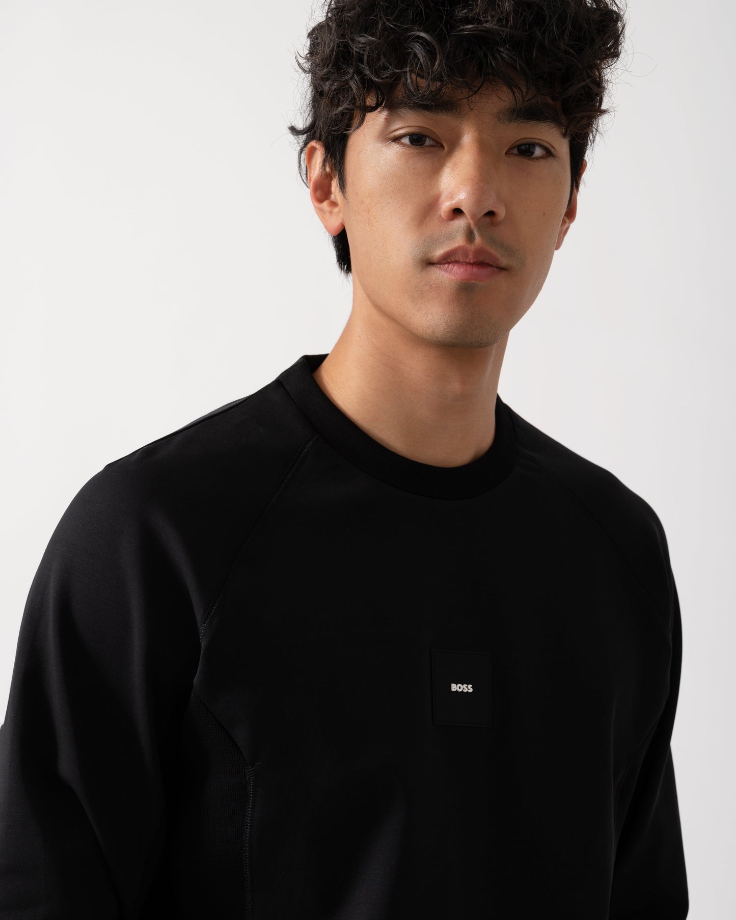 BOSS Green Salbo Rib Mens Crew Neck Sweatshirt - Black 001