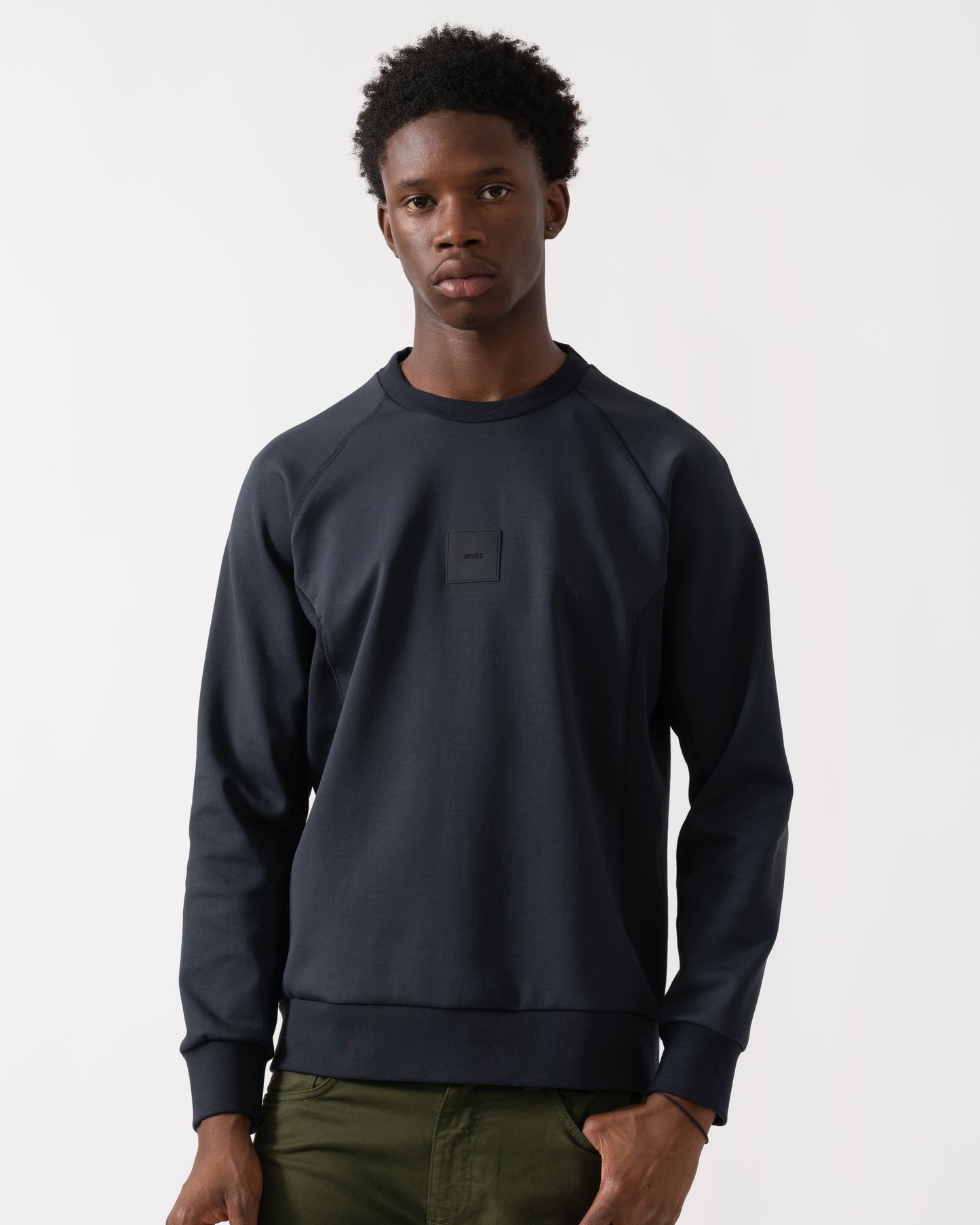 BOSS Green Salbo Rib Mens Crew Neck Sweatshirt - Dark Blue 402