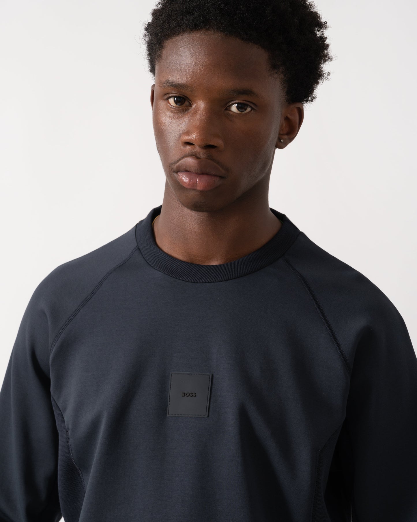 BOSS Green Salbo Rib Mens Crew Neck Sweatshirt - Dark Blue 402