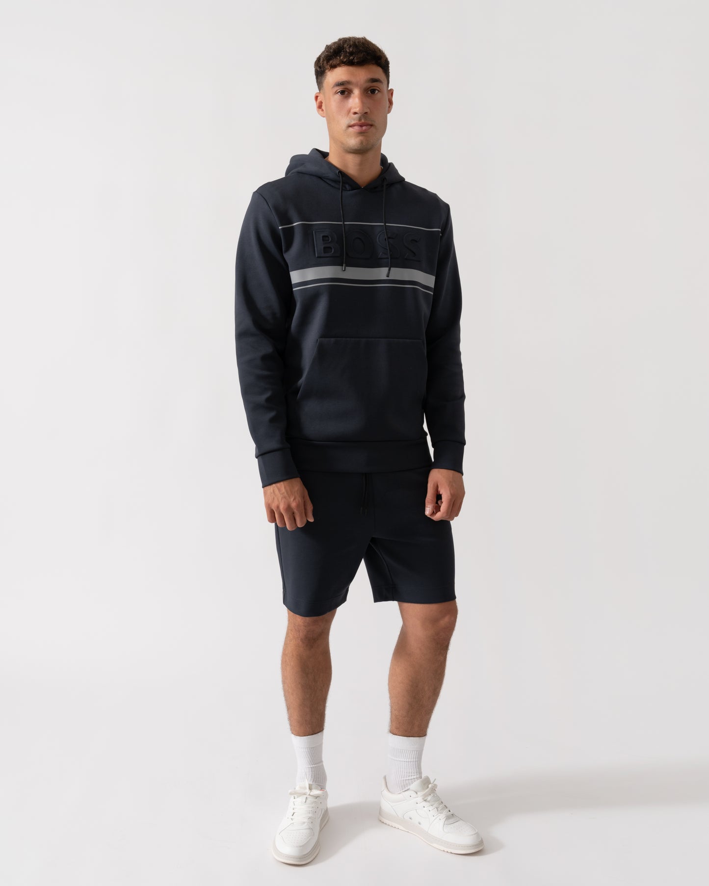 BOSS Green Soody Zone Mens Pullover Hoodie - Dark Blue 402