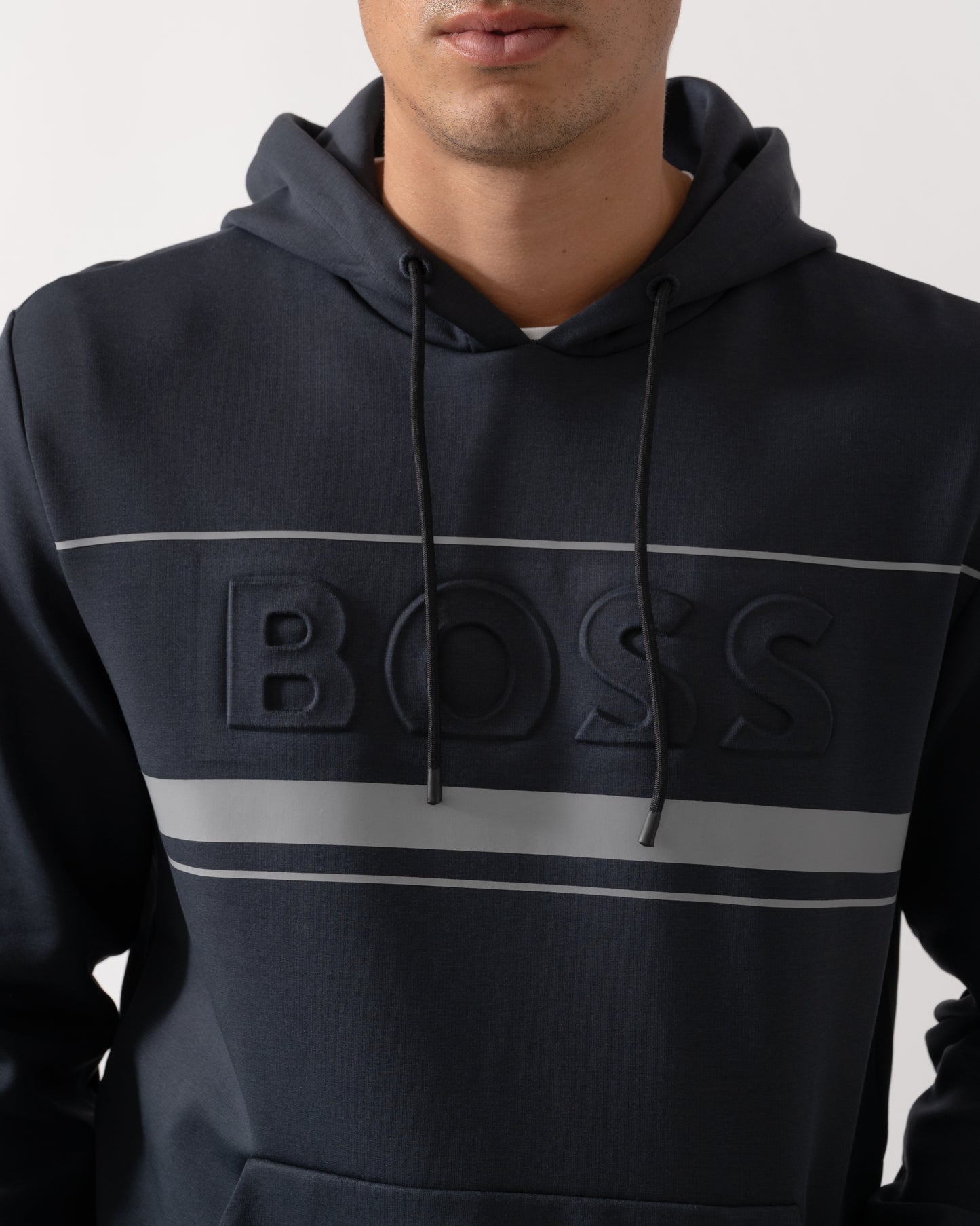 BOSS Green Soody Zone Mens Pullover Hoodie - Dark Blue 402