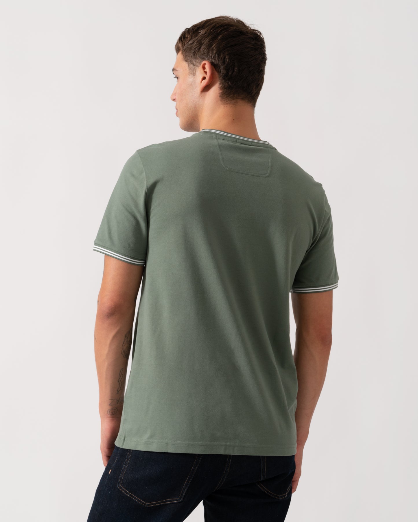 BOSS Green Taul Mens Stretch-Cotton T-Shirt with Stripes and Logo - Open Green 358