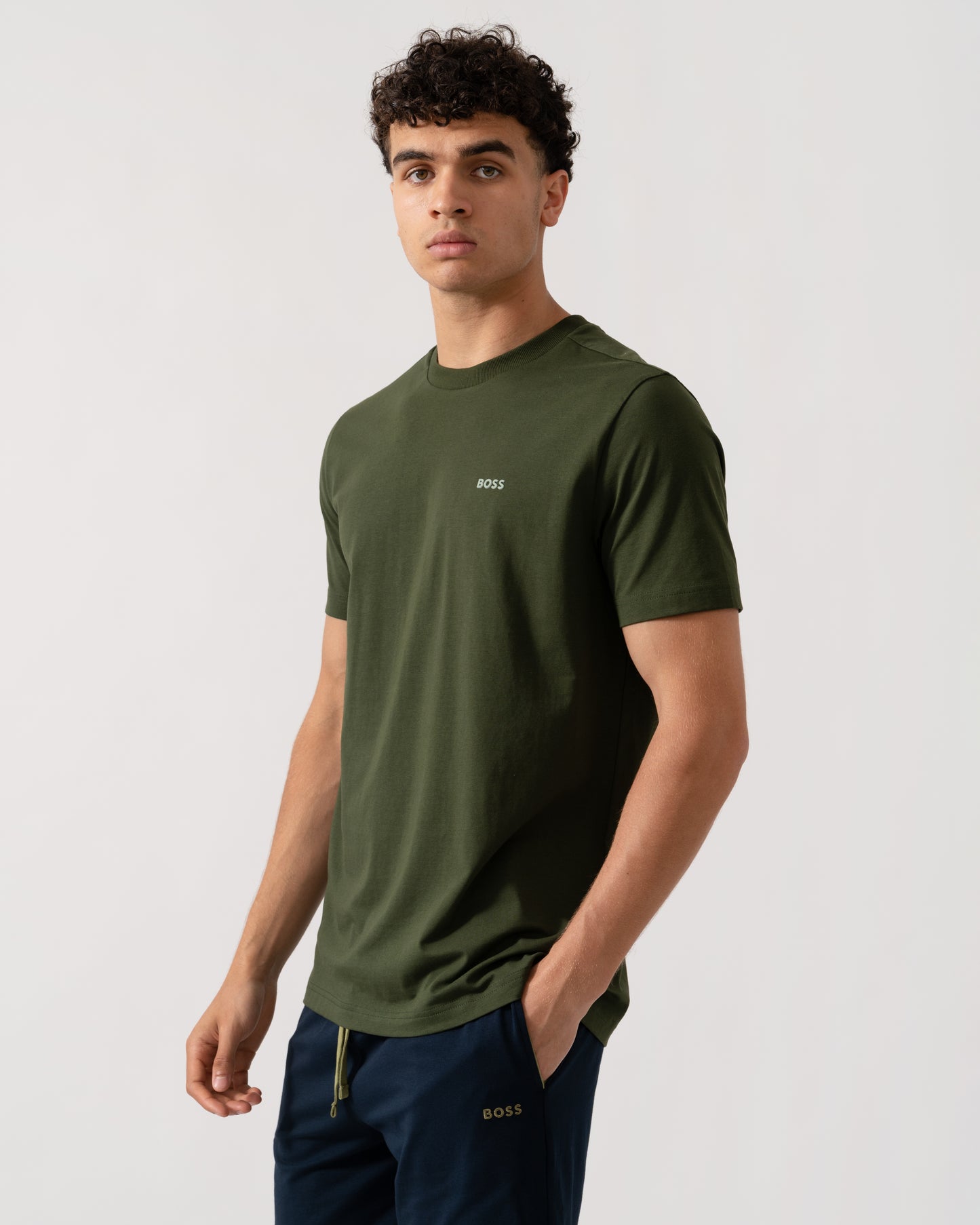 BOSS Green Tee Mens Stretch Cotton T-Shirt with Contrast Logo