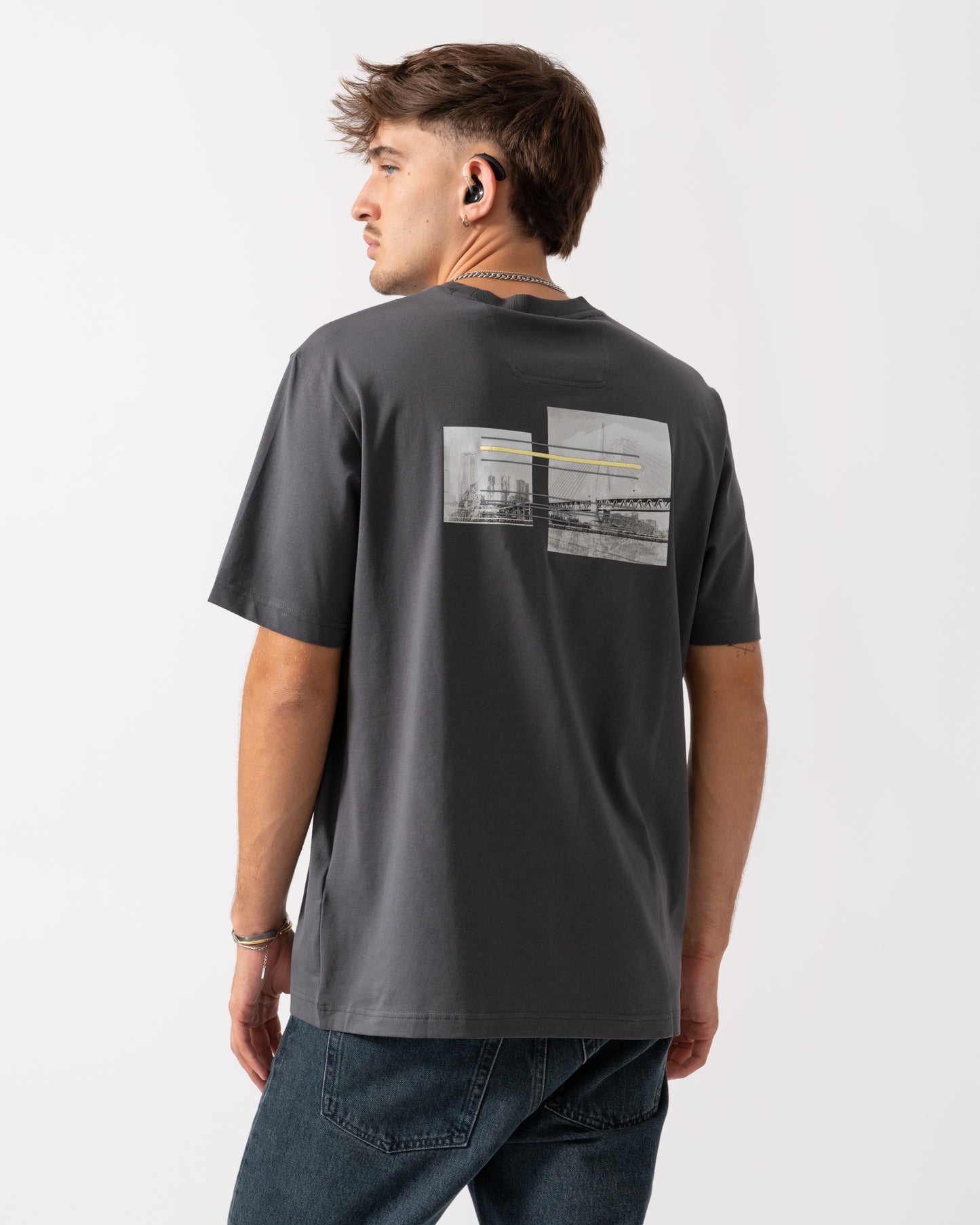BOSS Green Tee Photoprint Mens T-Shirt - Dark Grey 027