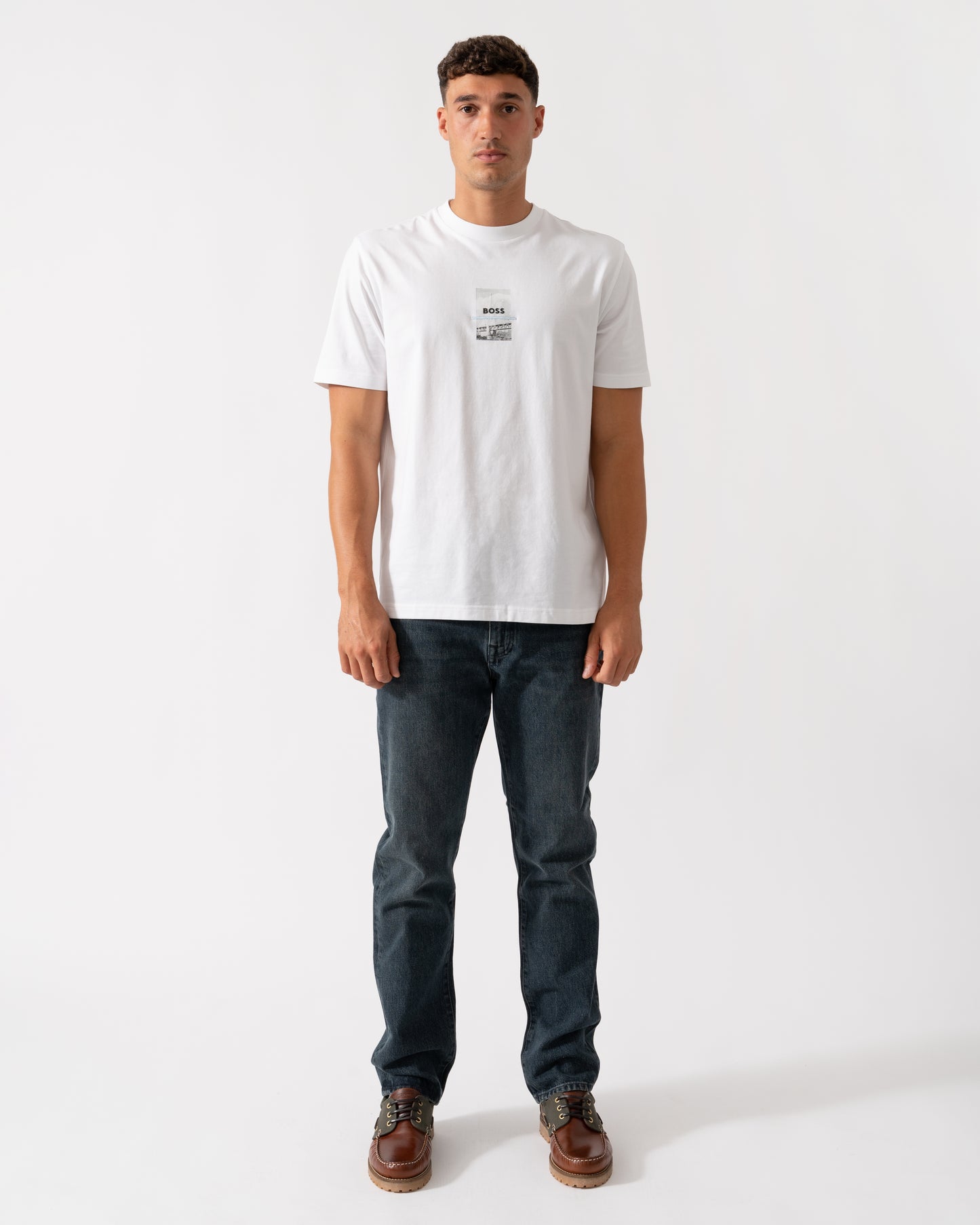 BOSS Green Tee Photoprint Mens T-Shirt - White 100