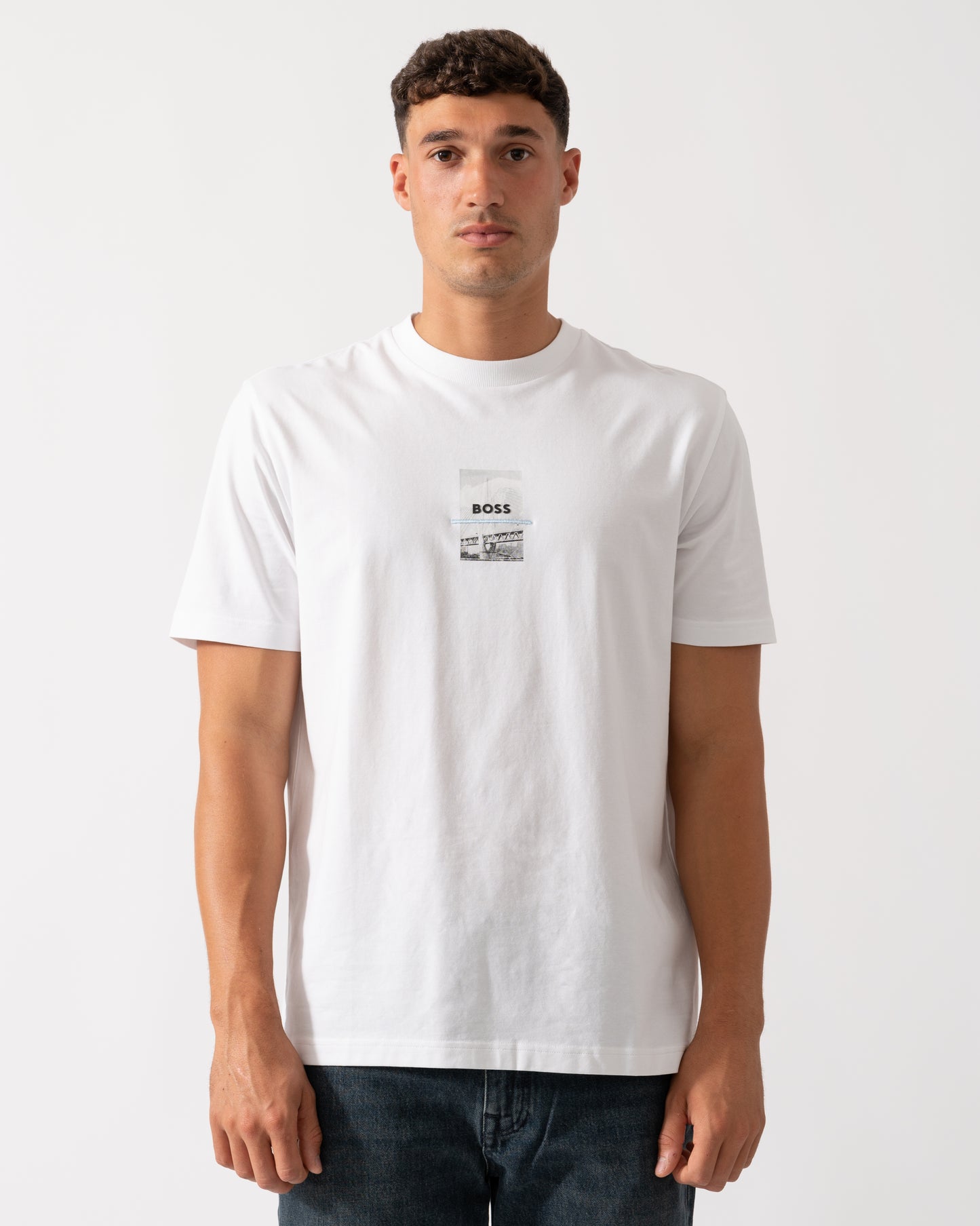 BOSS Green Tee Photoprint Mens T-Shirt - White 100
