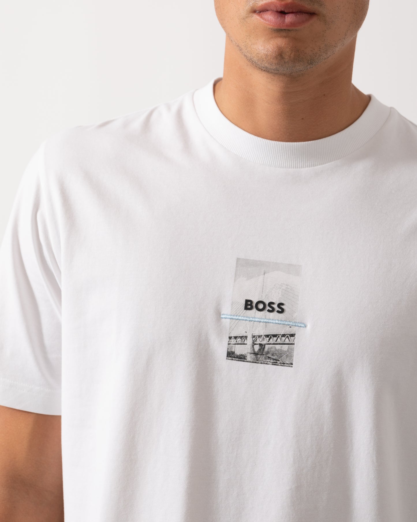 BOSS Green Tee Photoprint Mens T-Shirt - White 100