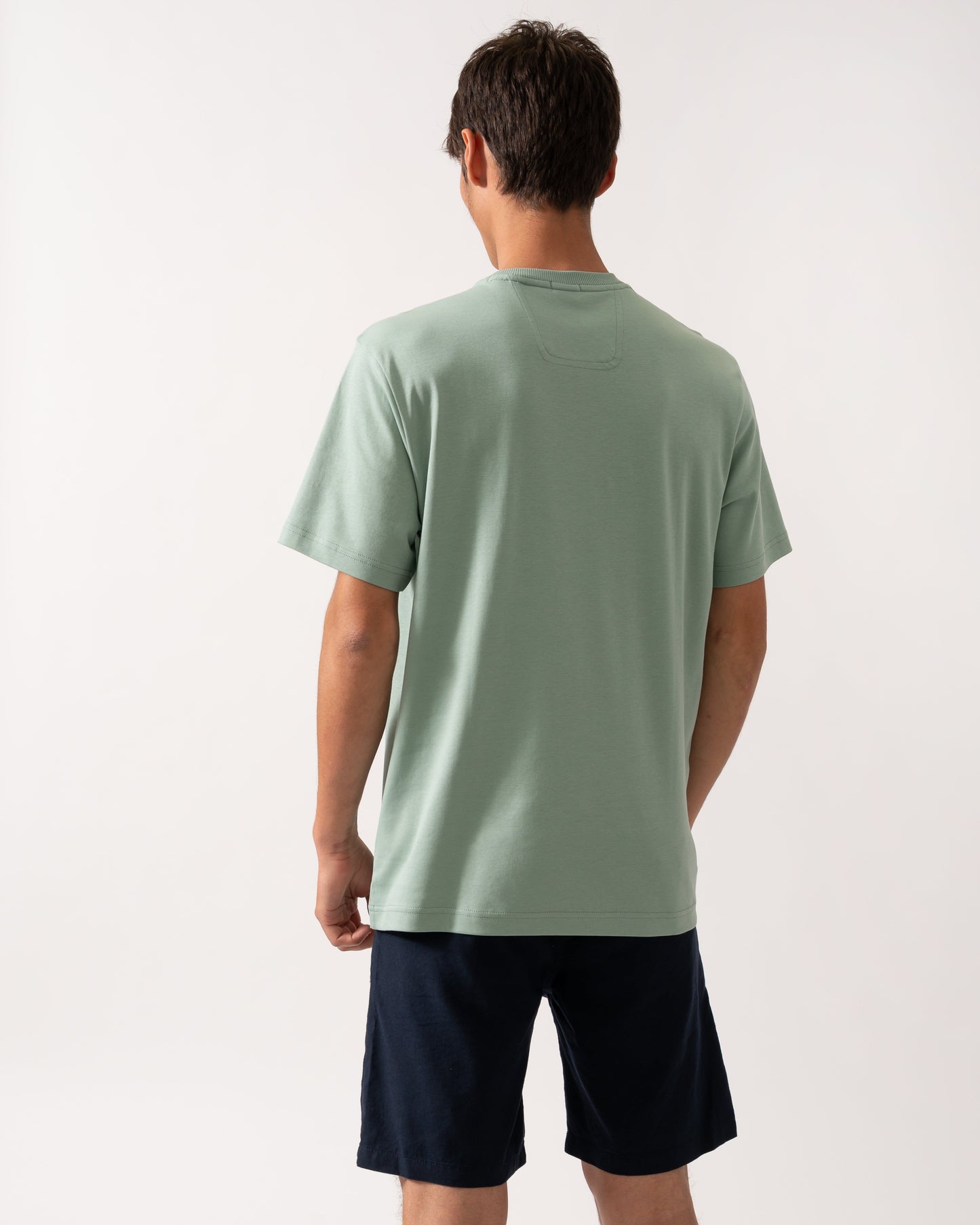 BOSS Green Tee Mens Interlock-Cotton T-Shirt with Circle Artwork - Open Green 357