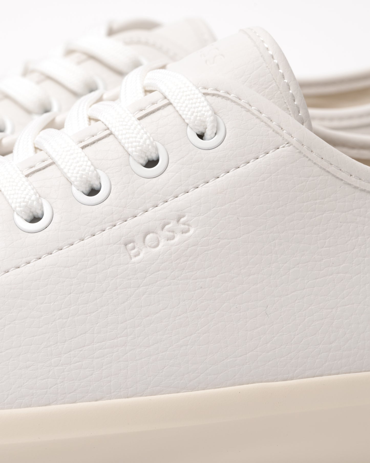BOSS Orange Aiden Tenn Mens Low Top Trainers in Grained Faux Leather - Natural 102