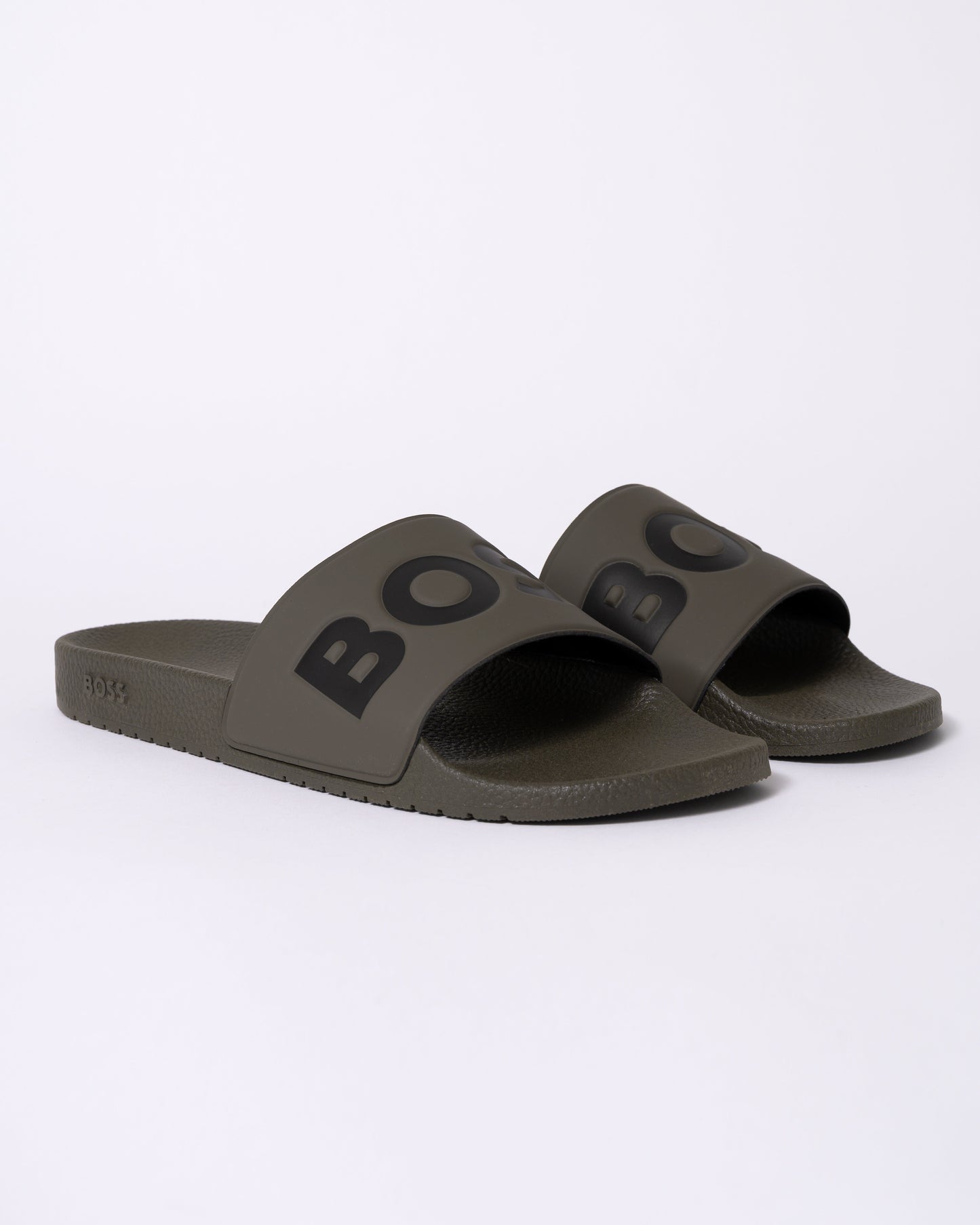 BOSS Orange Aryeh Mens Italian-Made Slides With Large Logo Detail - Medium Brown 210