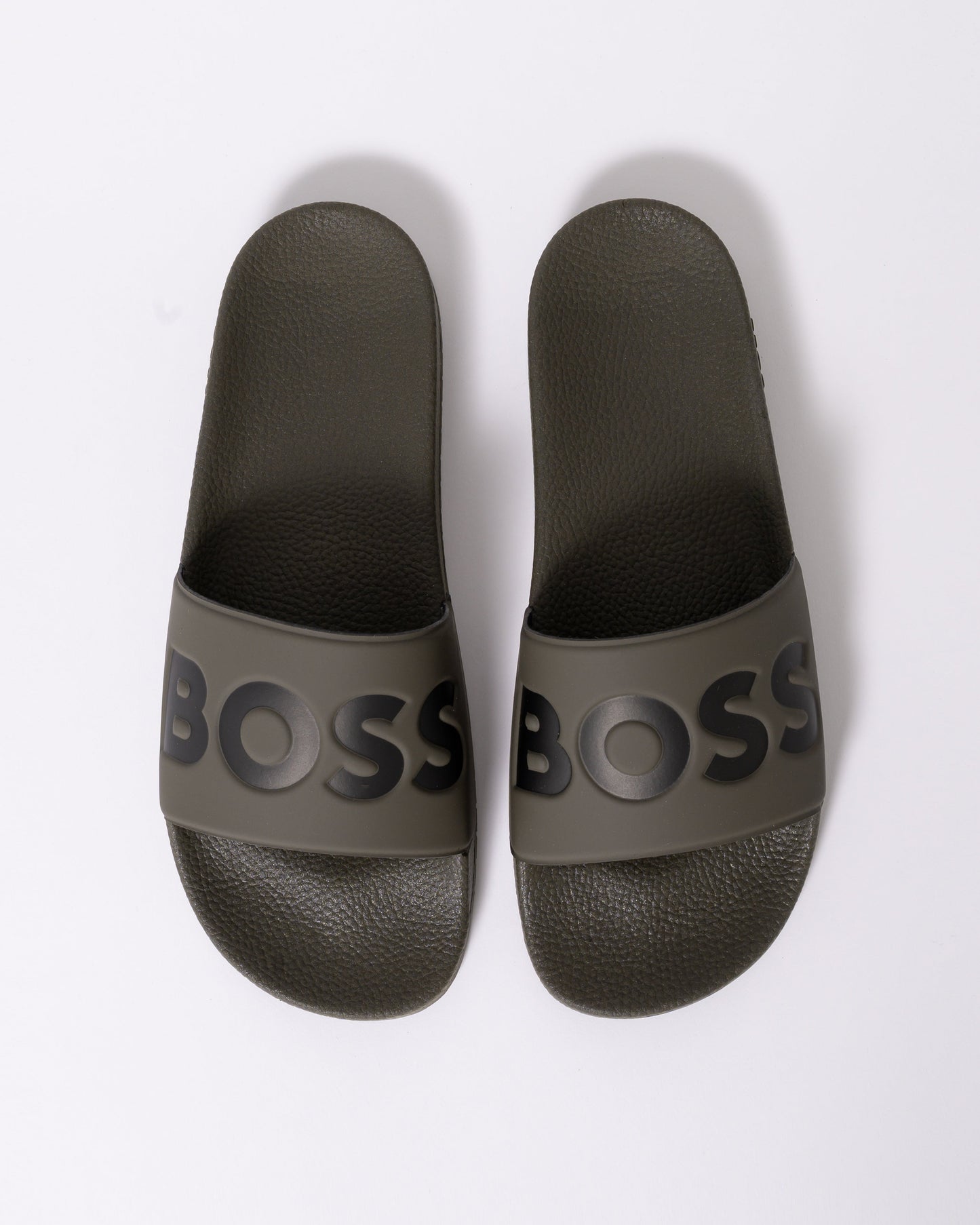 BOSS Orange Aryeh Mens Italian-Made Slides With Large Logo Detail - Medium Brown 210
