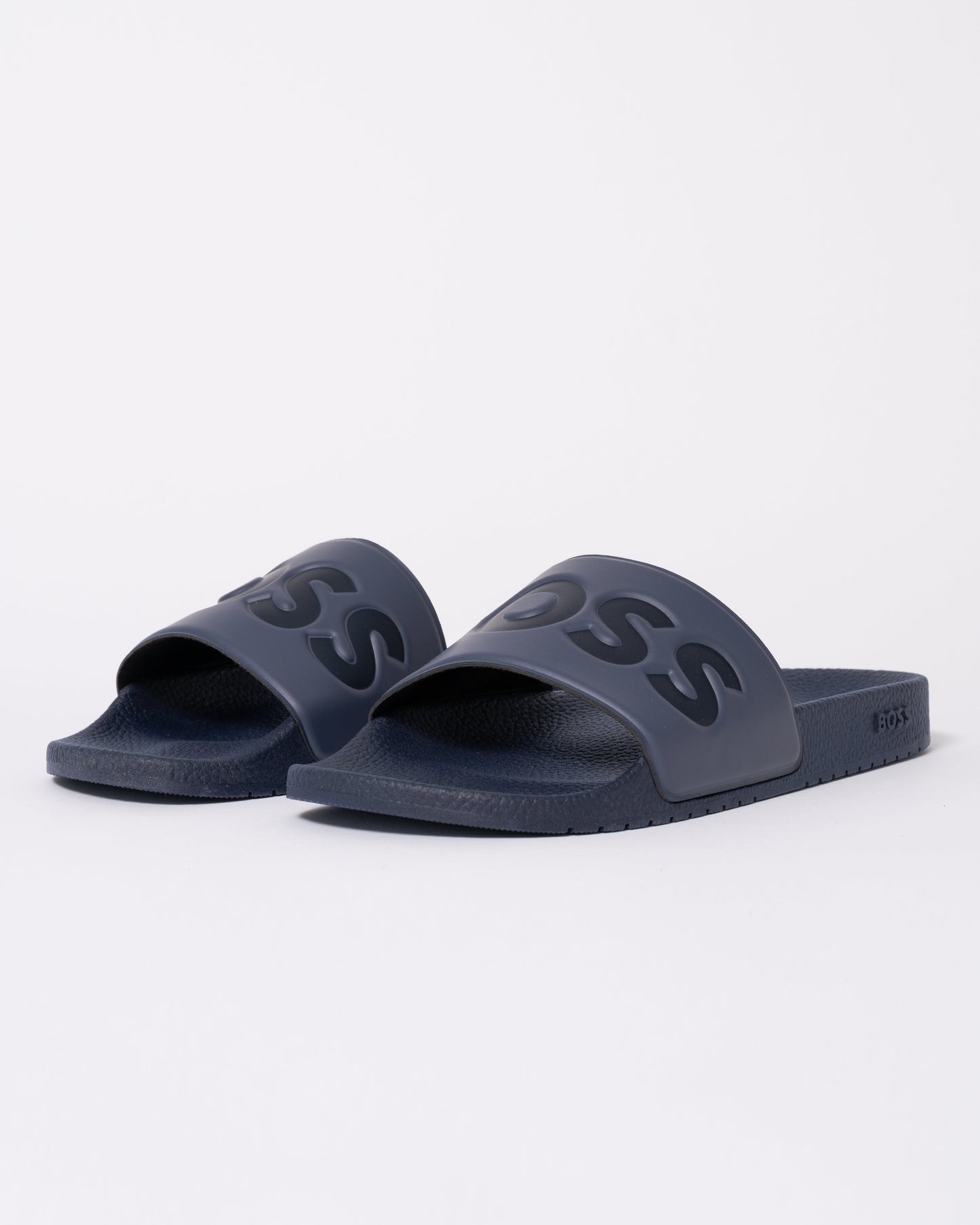 BOSS Orange Aryeh Mens Italian-Made Slides With Large Logo Detail - Navy 412