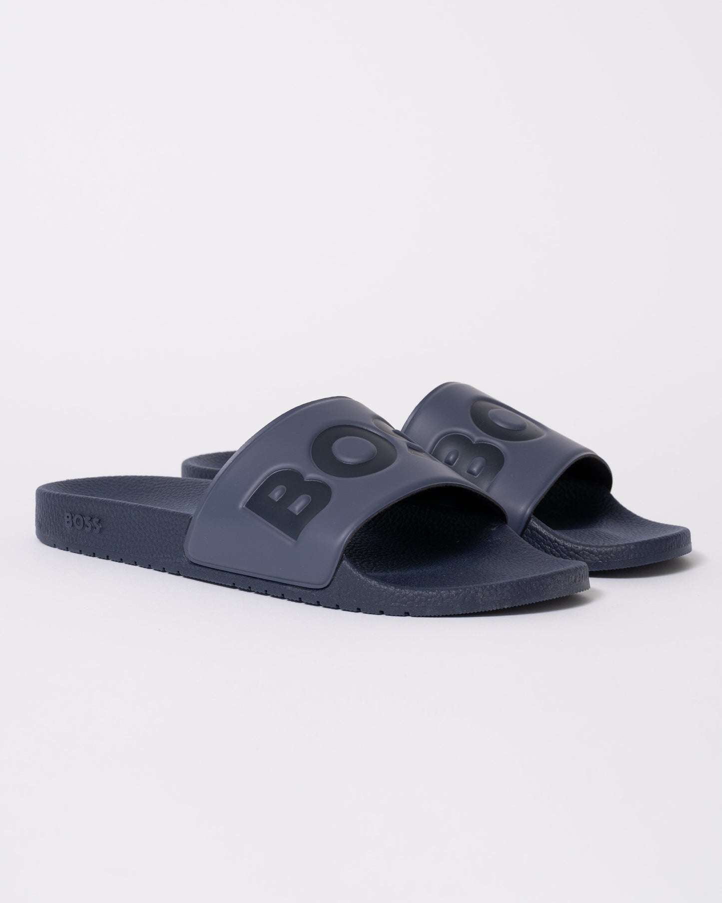 BOSS Orange Aryeh Mens Italian-Made Slides With Large Logo Detail - Navy 412