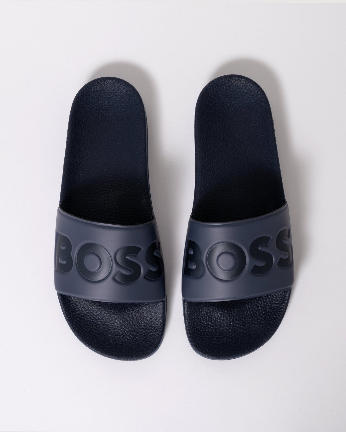 BOSS Orange Aryeh Mens Italian-Made Slides With Large Logo Detail - Navy 412