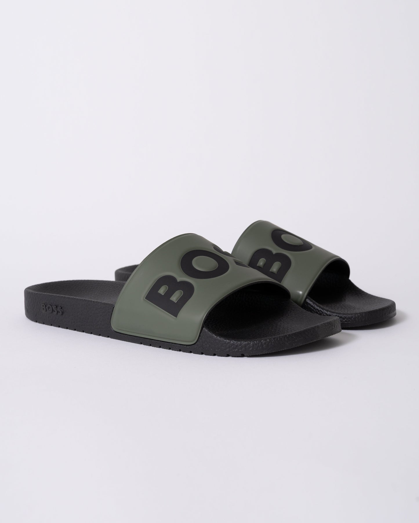 BOSS Orange Aryeh Mens Italian-Made Slides With Large Logo Detail - Open Green 342