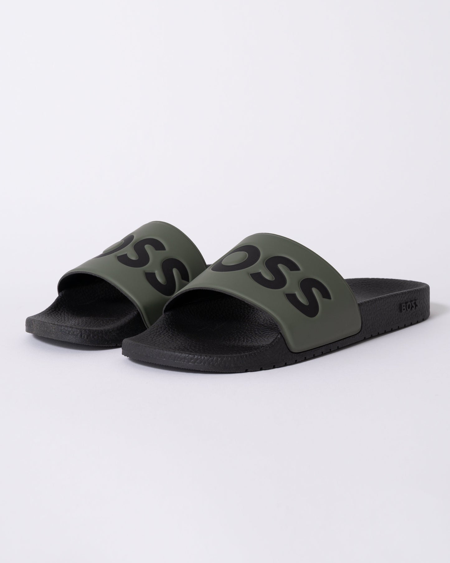 BOSS Orange Aryeh Mens Italian-Made Slides With Large Logo Detail - Open Green 380