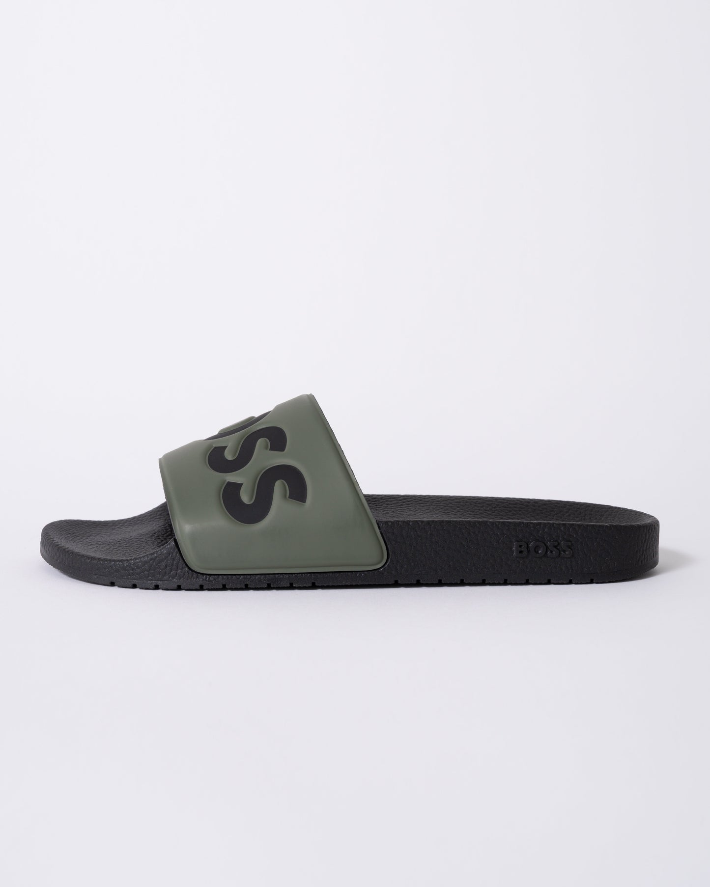 BOSS Orange Aryeh Mens Italian-Made Slides With Large Logo Detail - Open Green 380