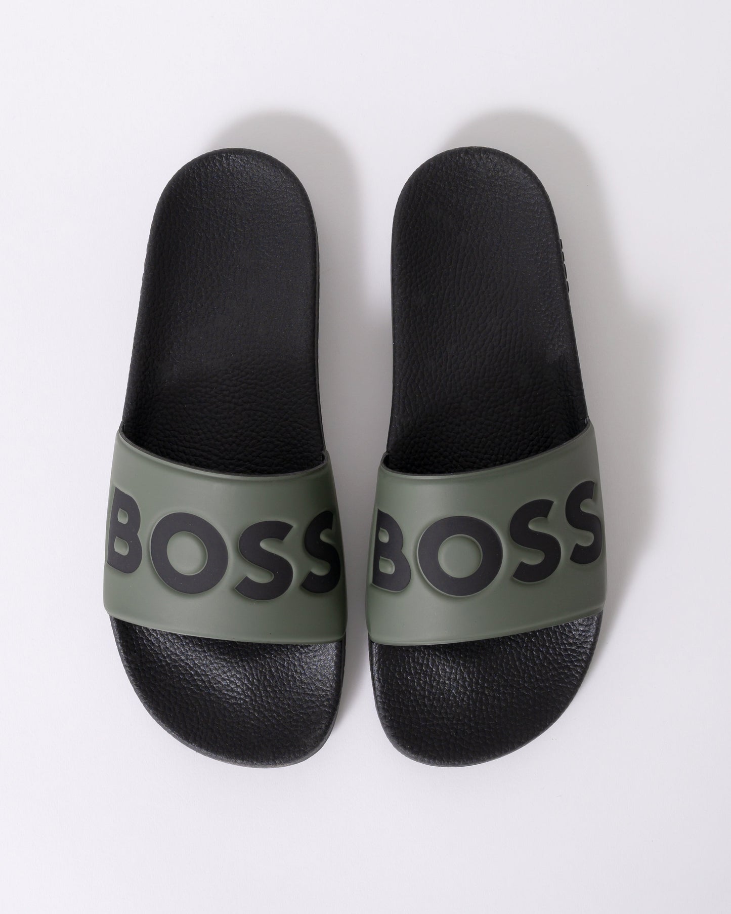BOSS Orange Aryeh Mens Italian-Made Slides With Large Logo Detail - Open Green 380