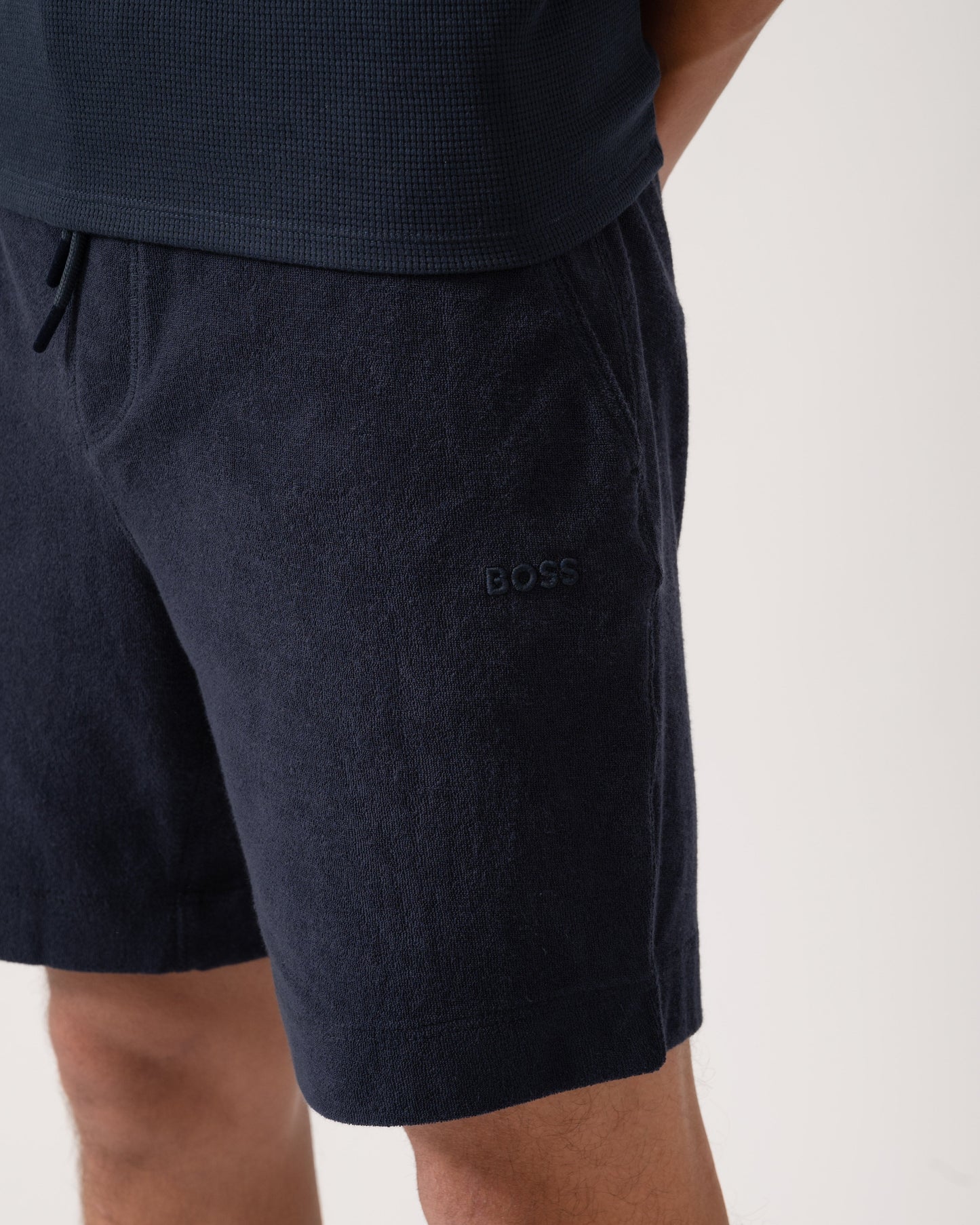 BOSS Orange Doubletowel Mens Shorts - Dark Blue 404