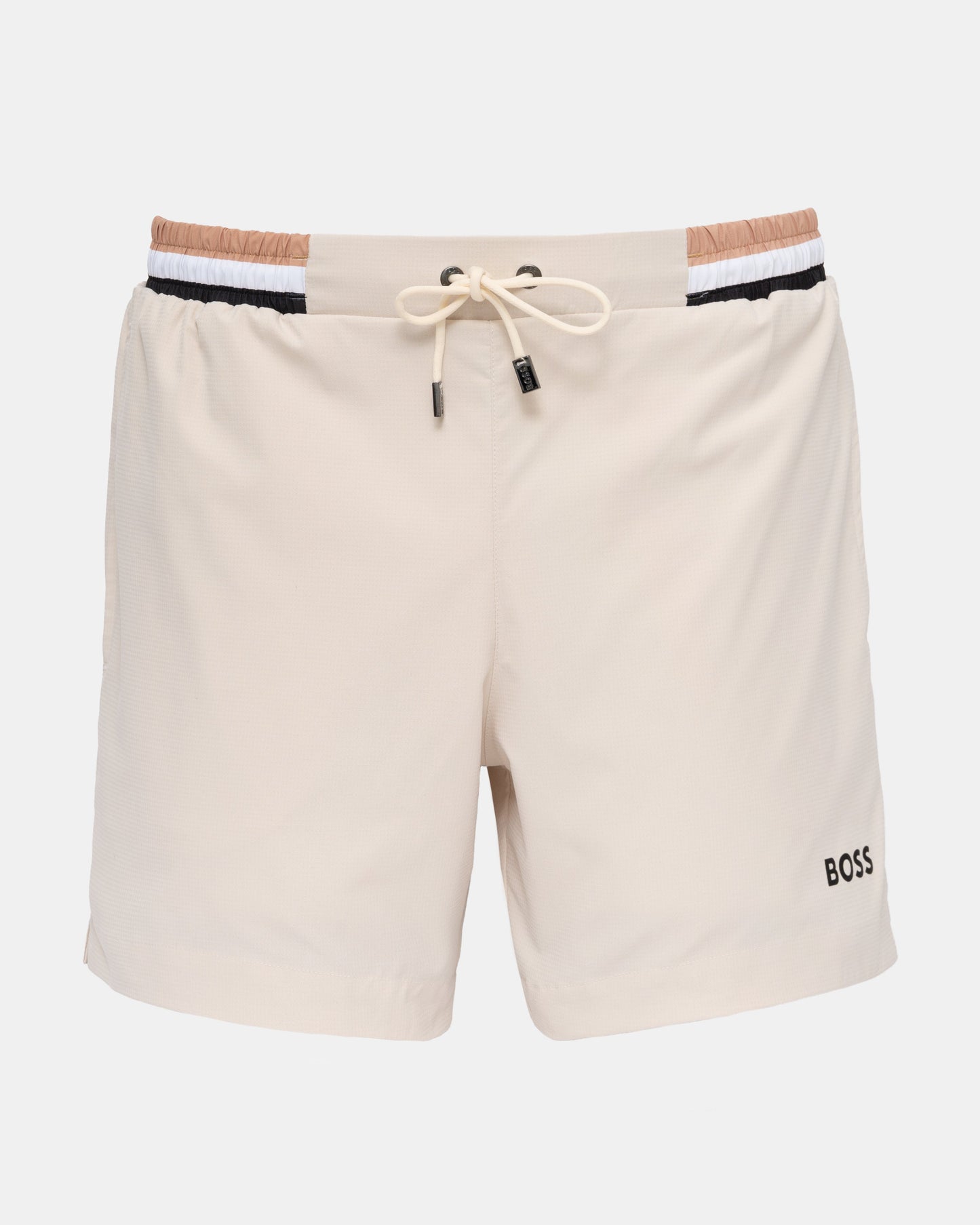 BOSS Orange Isle Mens Ripstop-Fabric Swim Shorts with Contrast Logo - Open White 131