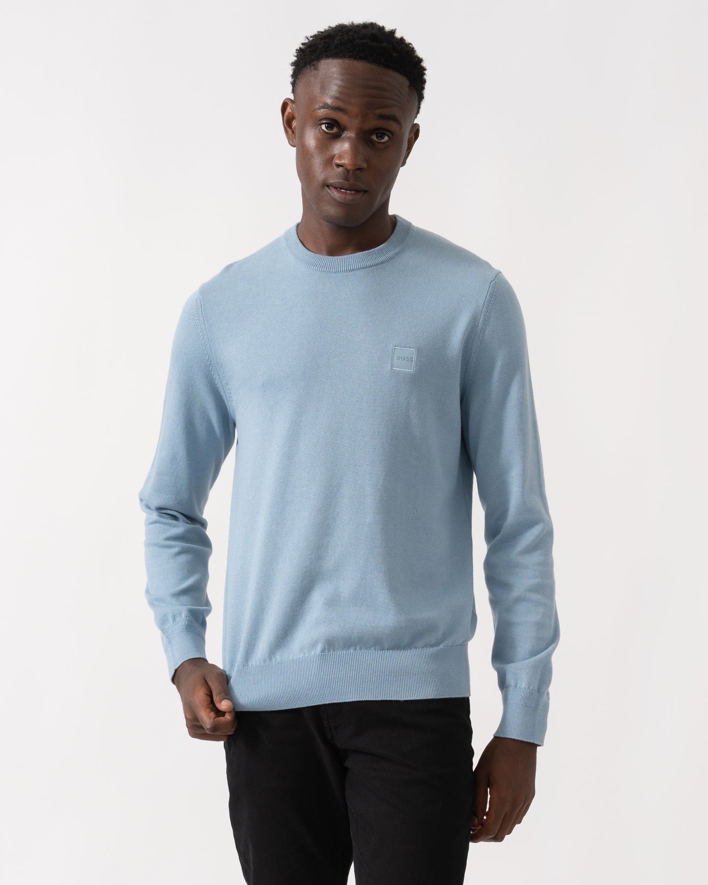BOSS Orange Kanovano Mens Crew Neck Jumper - Light/Pastel Blue 451