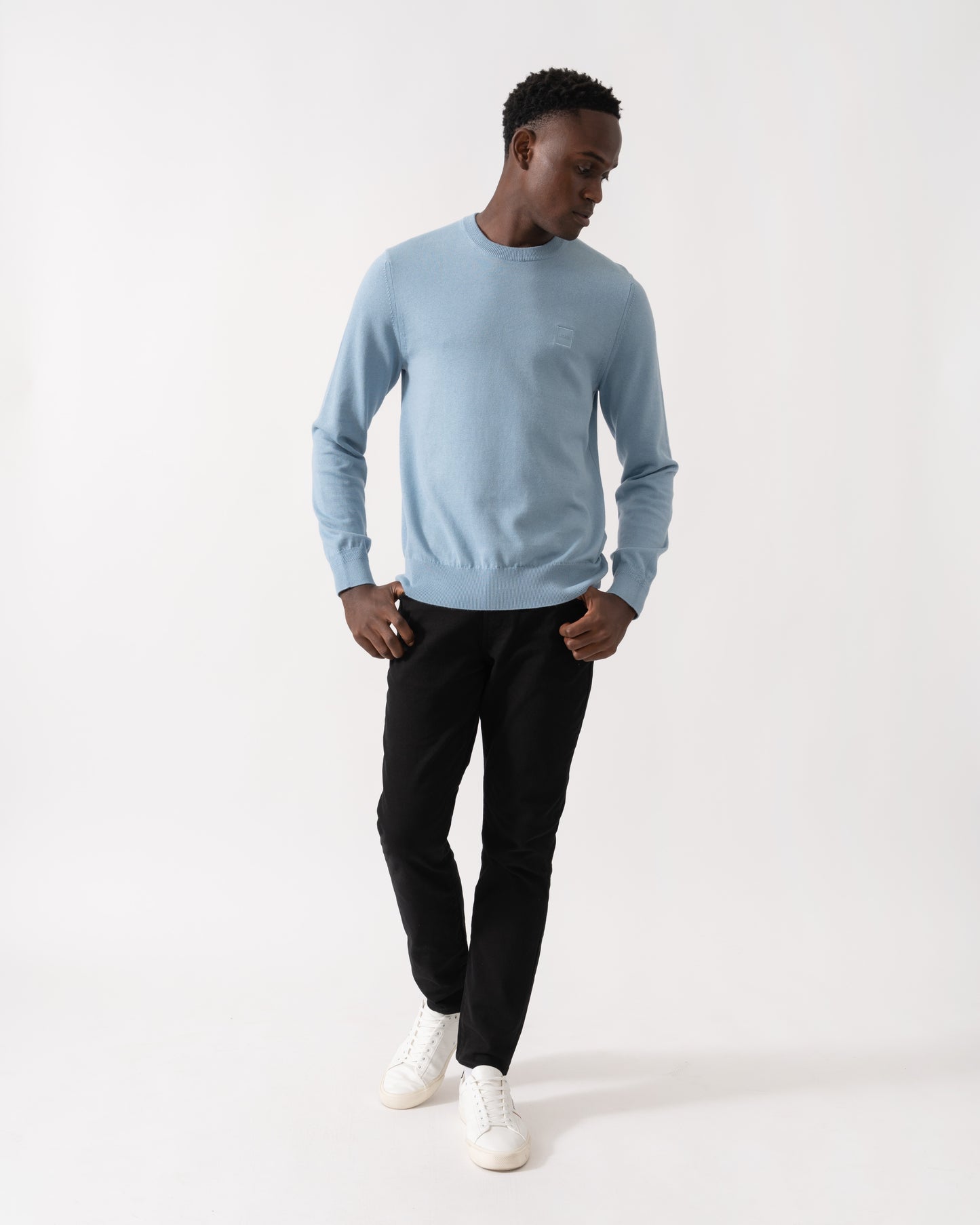 BOSS Orange Kanovano Mens Crew Neck Jumper - Light/Pastel Blue 451