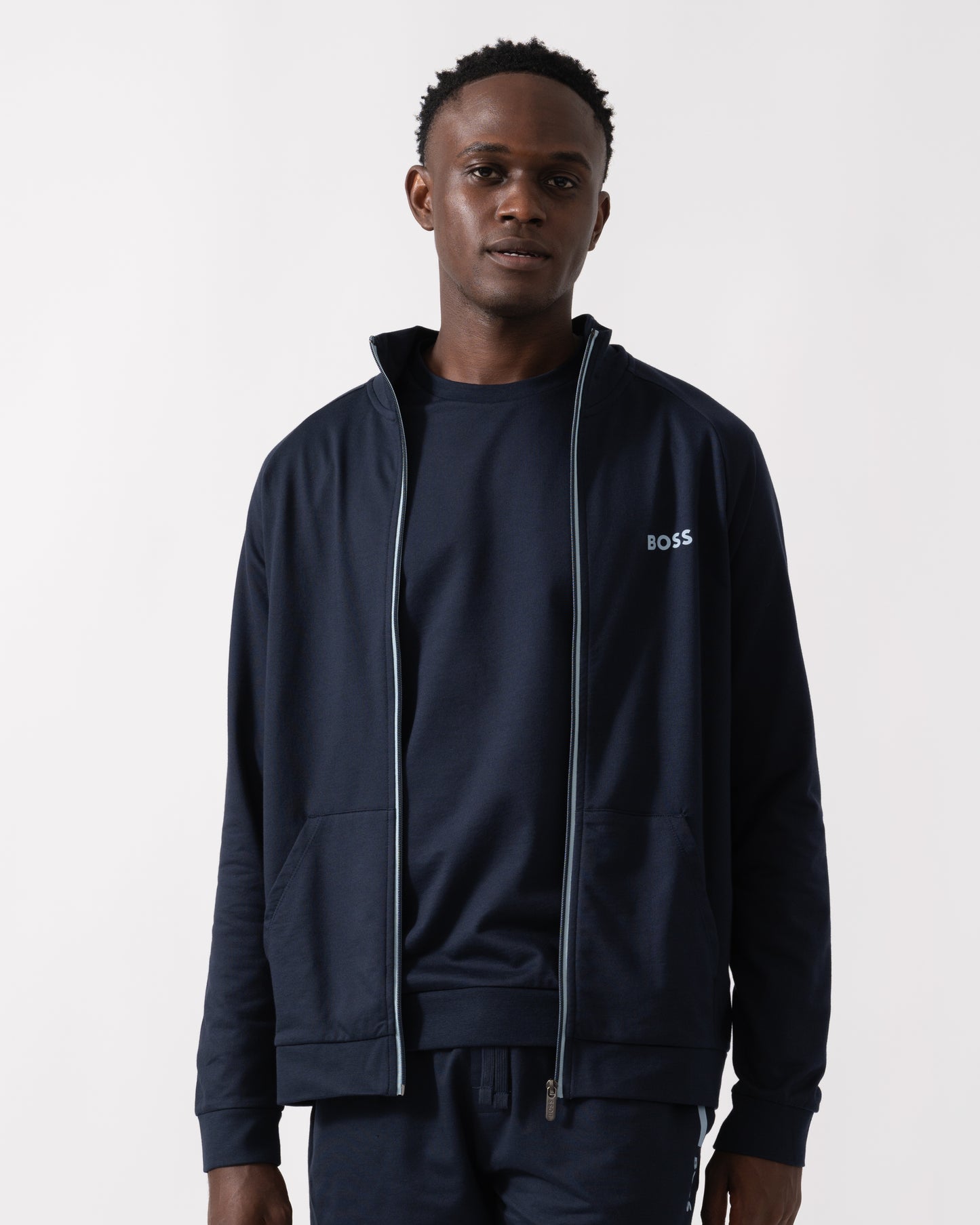 BOSS Orange Mens Authentic Zip Loungewear Jacket 50545564 - Dark Blue 403