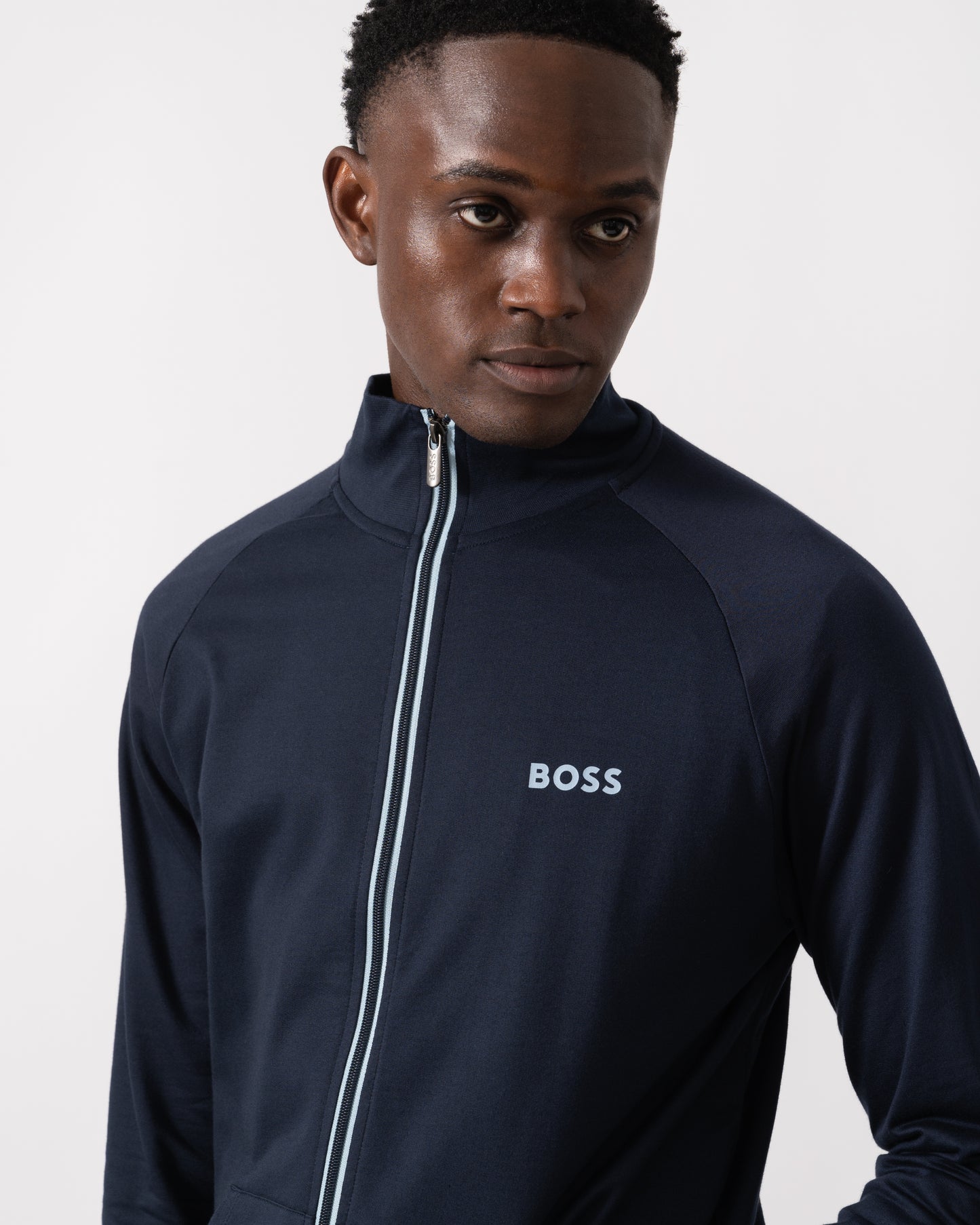 BOSS Orange Mens Authentic Zip Loungewear Jacket 50545564 - Dark Blue 403