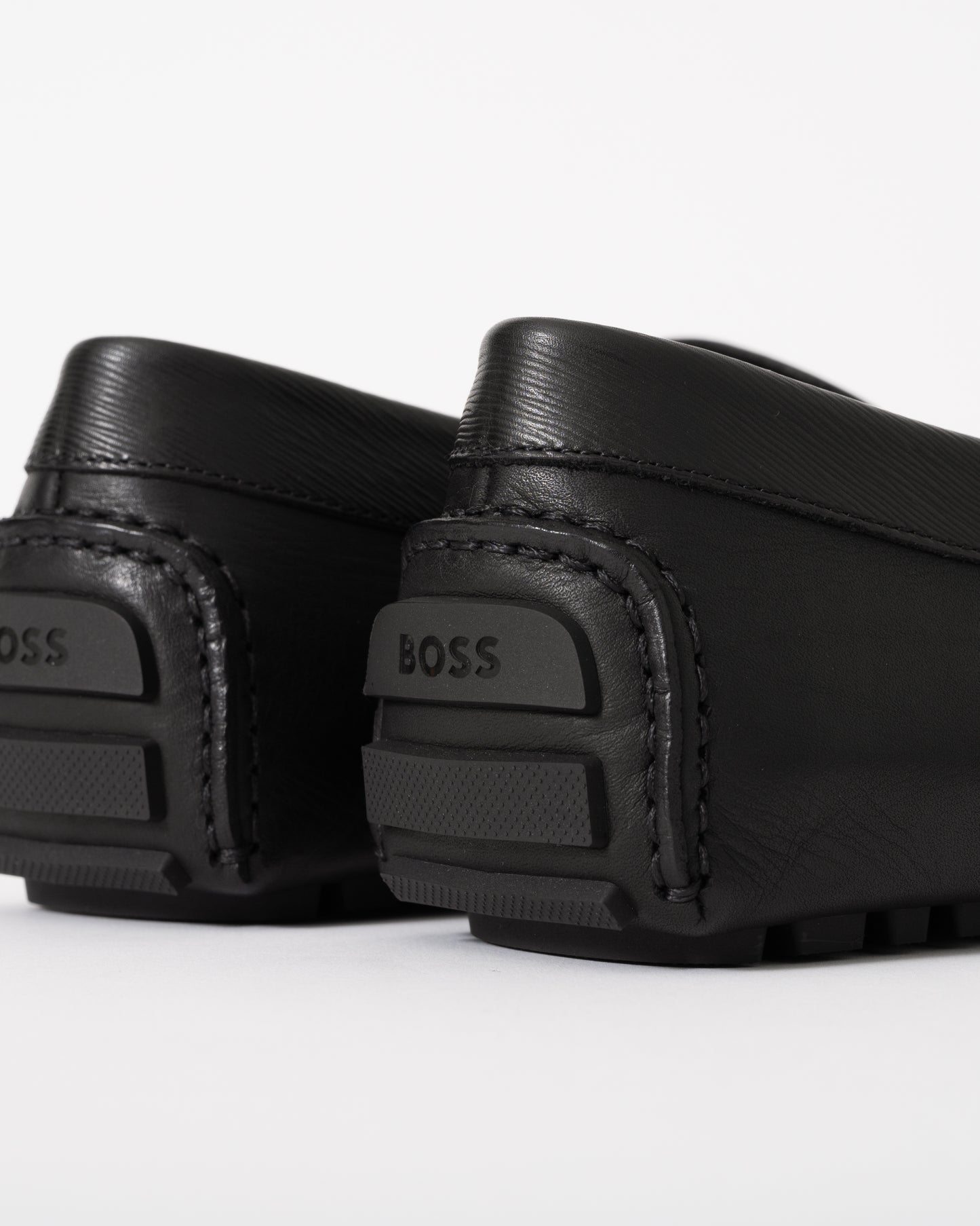 BOSS Orange Mens Leather Driving Moccasins - Black 001