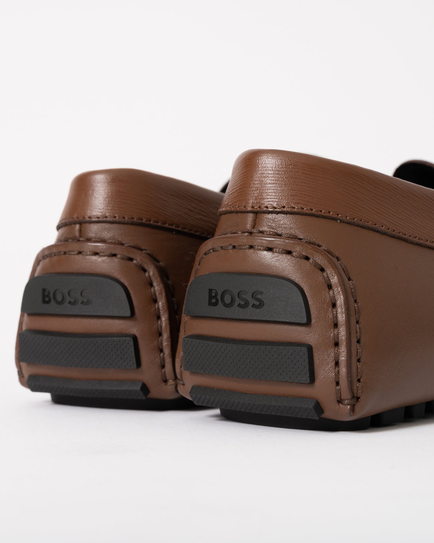 BOSS Orange Mens Leather Driving Moccasins - Medium Brown 214