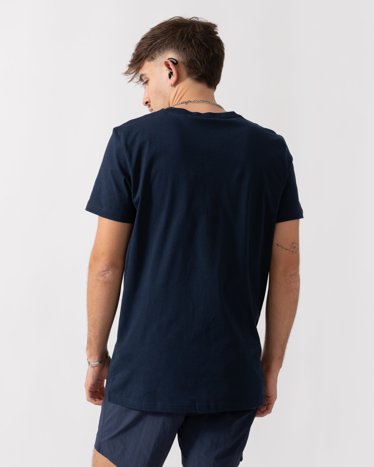BOSS Orange Mens Metallic Stripe Logo T-Shirt - Navy 412