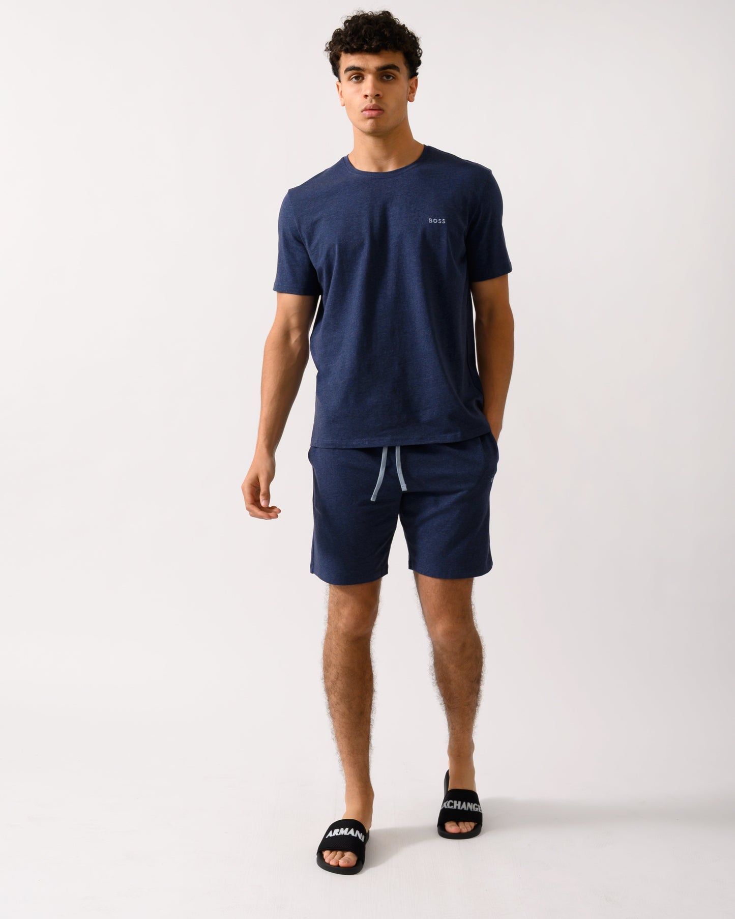 BOSS Orange Mix&Match Mens Stretch-Cotton Loungewear T-Shirt with Embroidered Logo - Open Blue 460