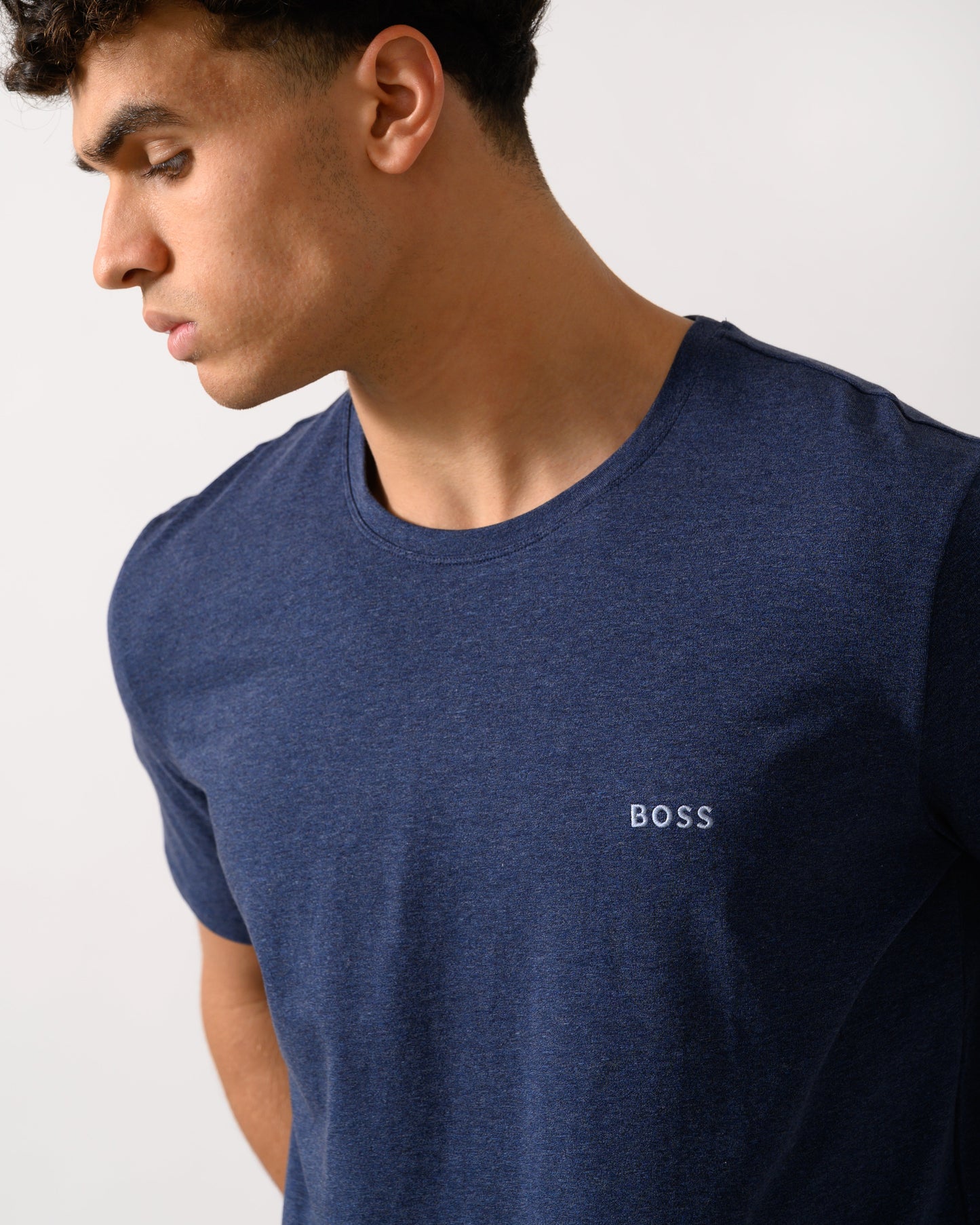 BOSS Orange Mix&Match Mens Stretch-Cotton Loungewear T-Shirt with Embroidered Logo - Open Blue 460