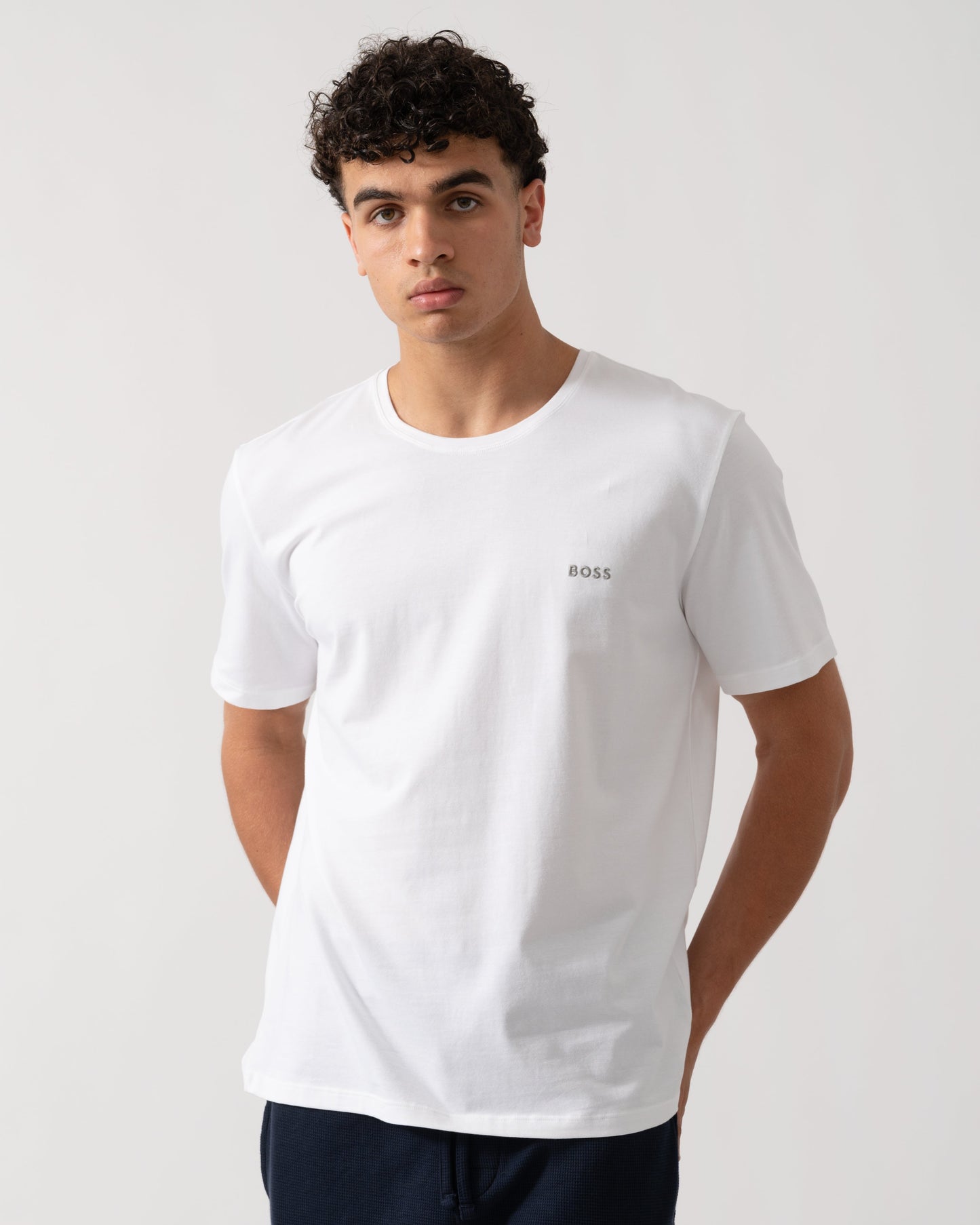 BOSS Orange Mix&Match Mens Stretch-Cotton Loungewear T-Shirt with Embroidered Logo - Open White 111