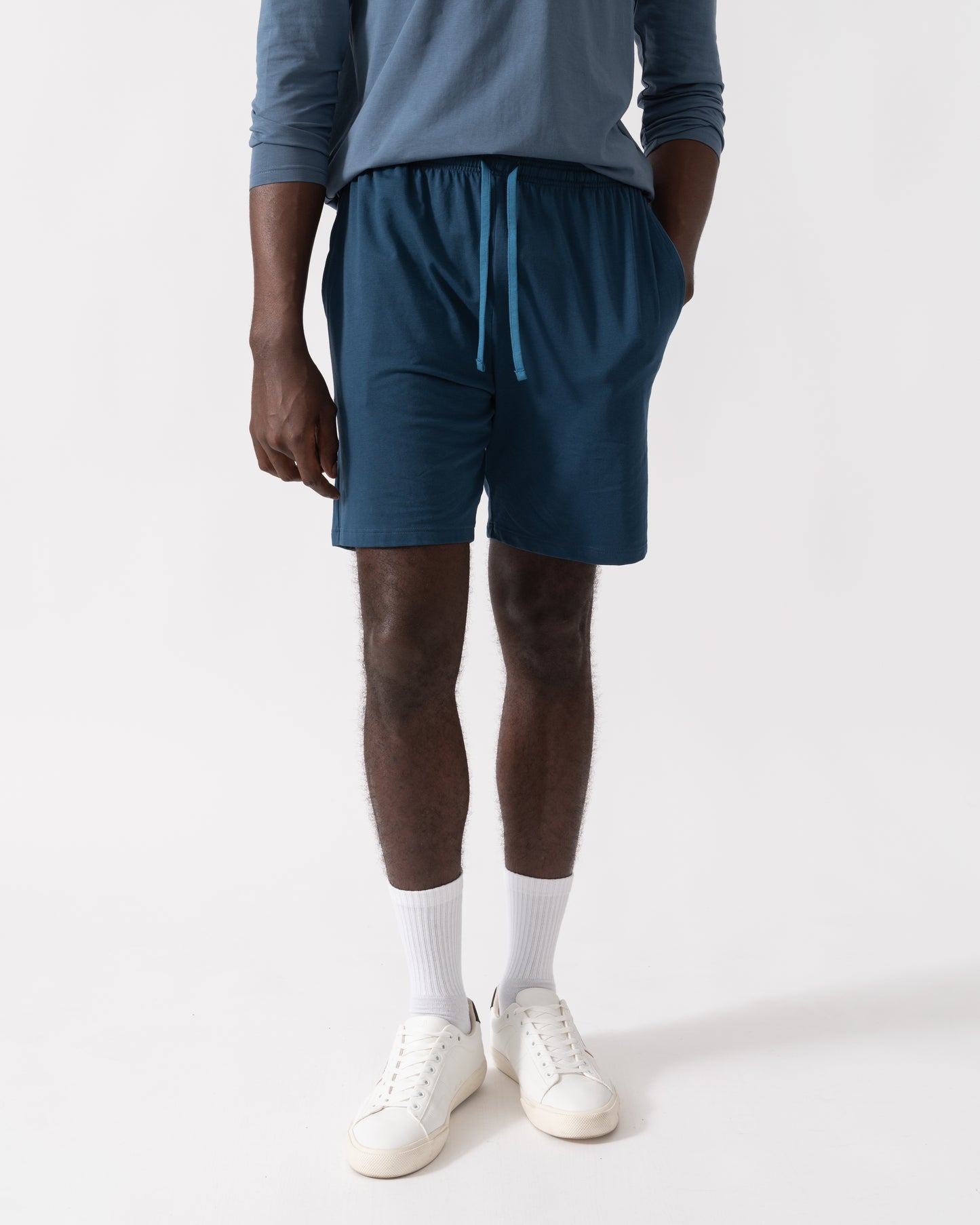 BOSS Orange Mix&Match Mens Stretch-Cotton Regular-Rise Loungewear Shorts with Embroidered Logo - Open Blue 480