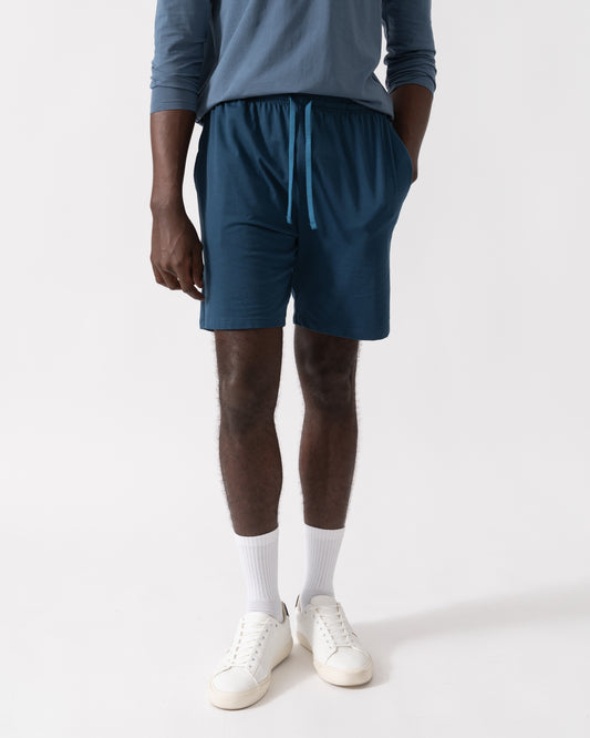 BOSS Orange Mix&Match Mens Stretch-Cotton Regular-Rise Loungewear Shorts with Embroidered Logo - Open Blue 480