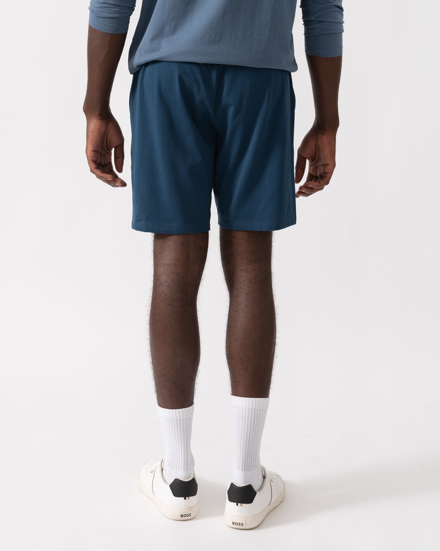 BOSS Orange Mix&Match Mens Stretch-Cotton Regular-Rise Loungewear Shorts with Embroidered Logo - Open Blue 480