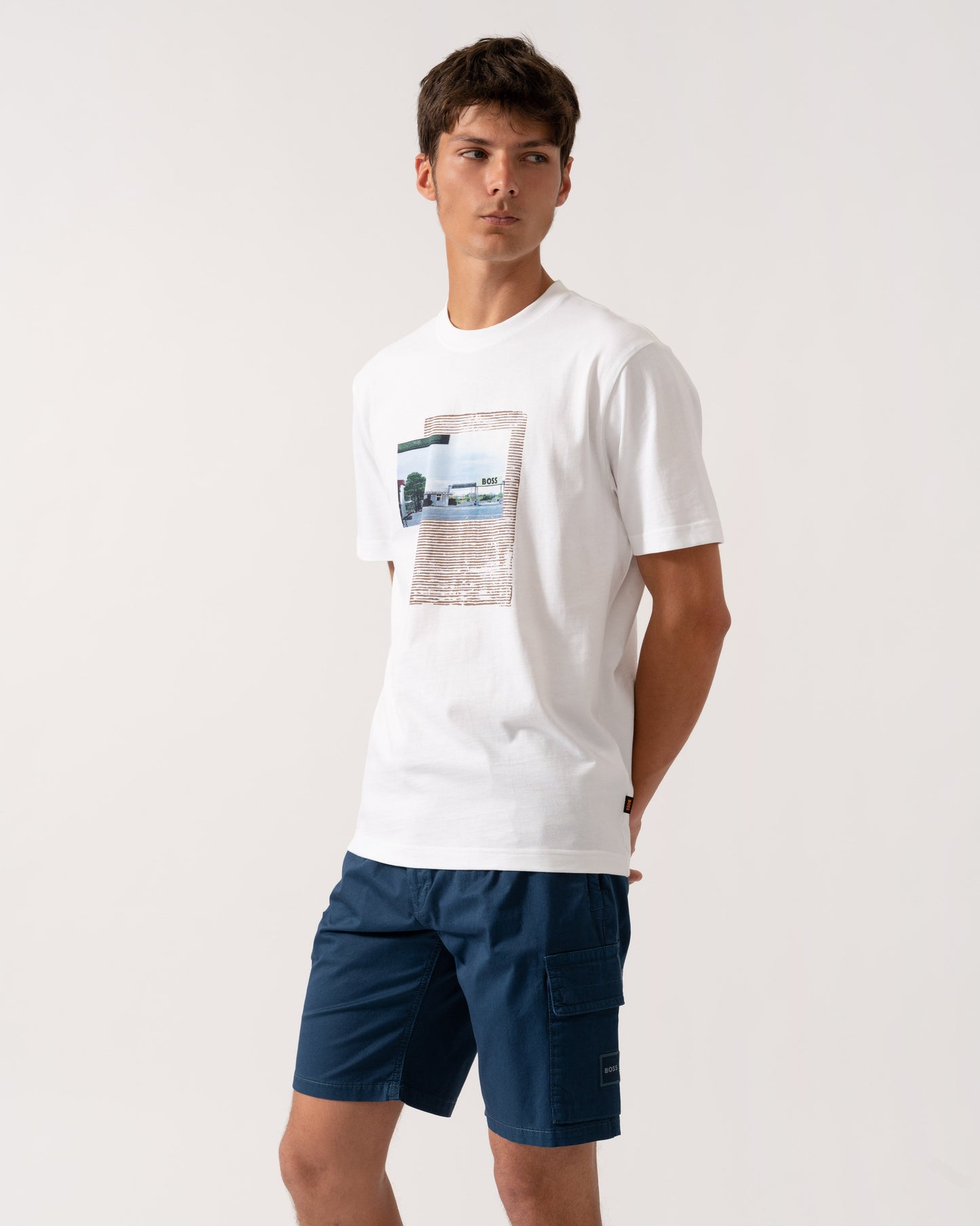 BOSS Orange Ontheway Mens Graphic Print T-Shirt - White 100